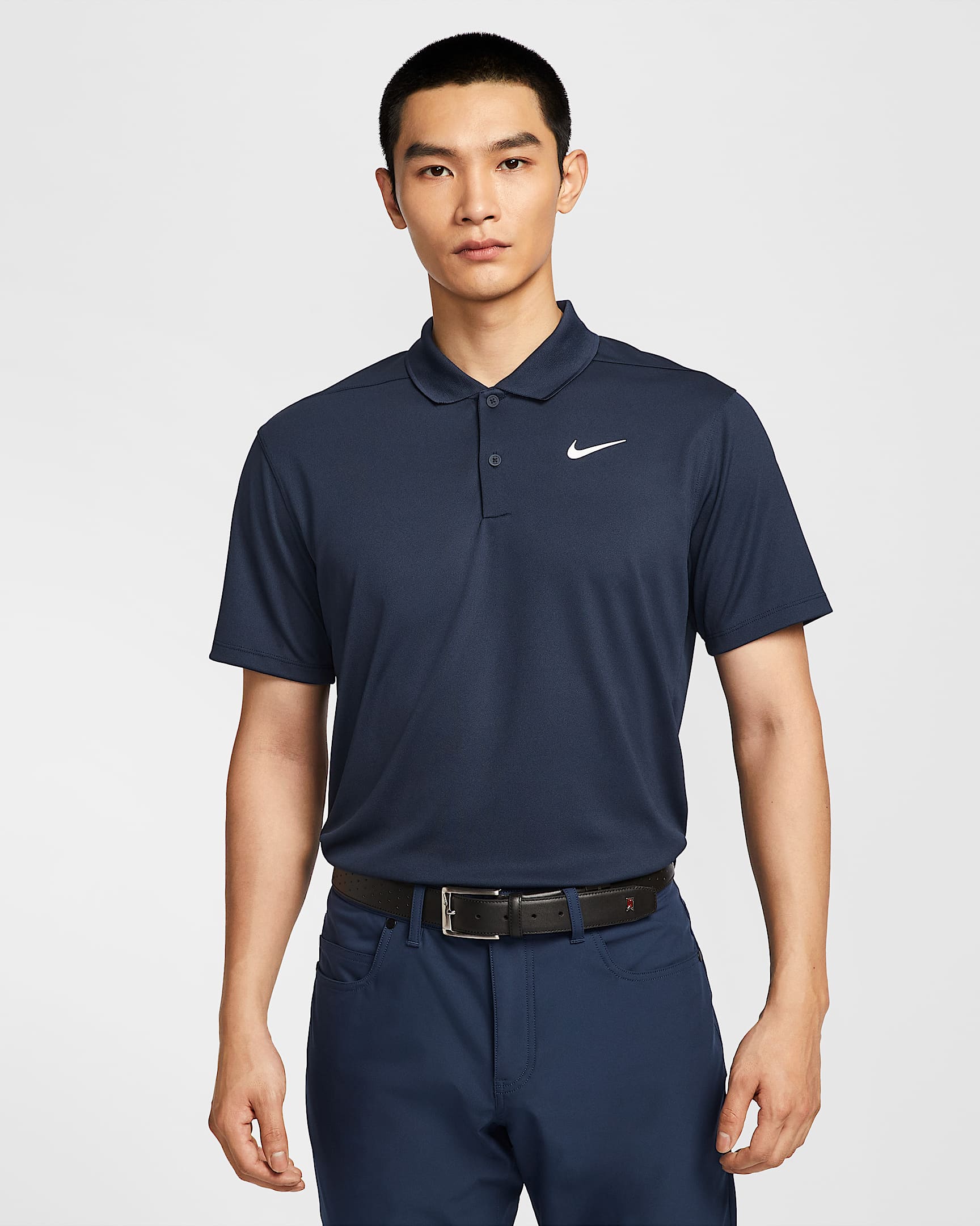 Nike Dri-FIT Victory 男子速干高尔夫翻领T恤 - 黑曜石色/白色