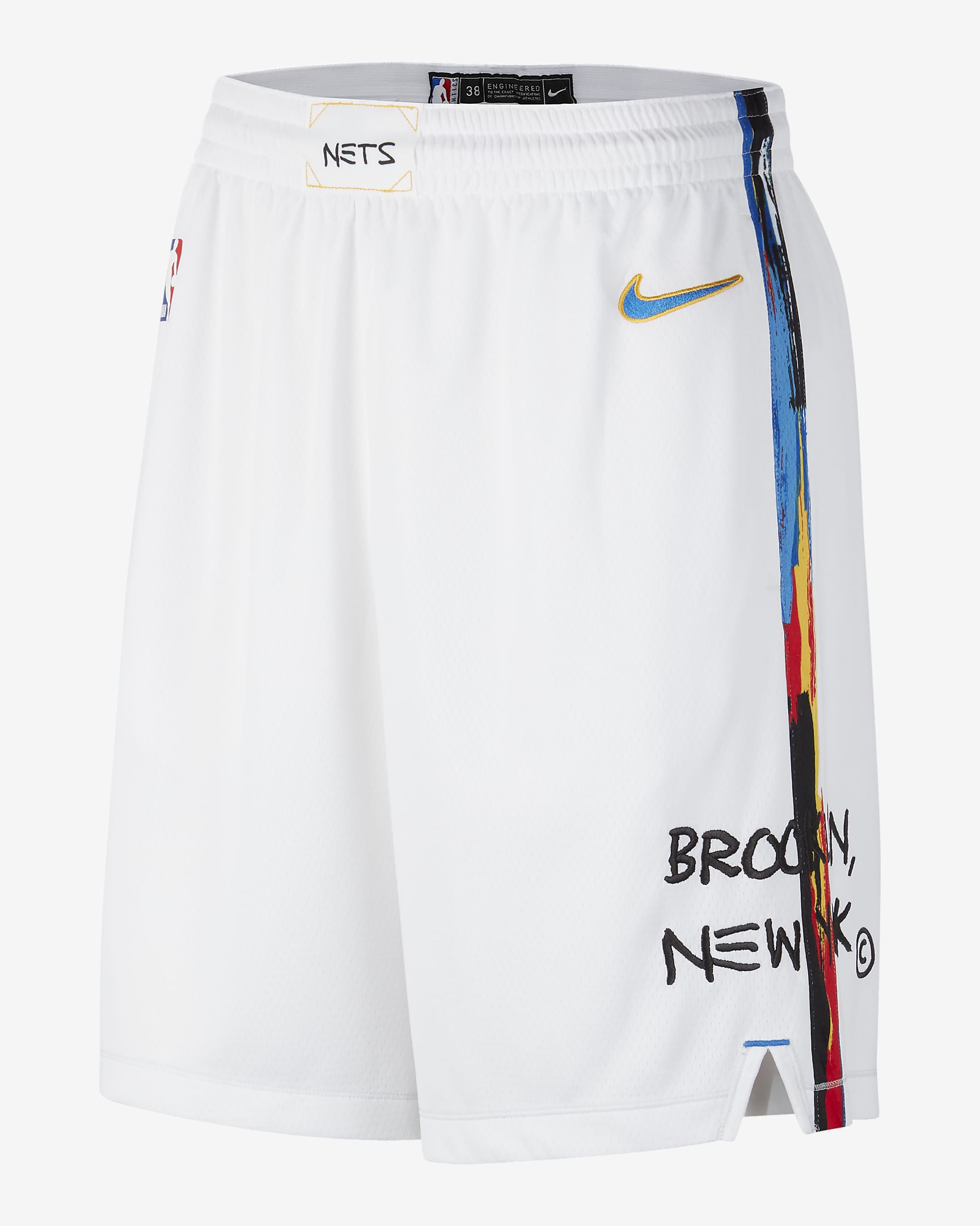 布鲁克林篮网队 City Edition Nike Dri-FIT NBA Swingman 男子速干短裤 - 白色/宝蓝