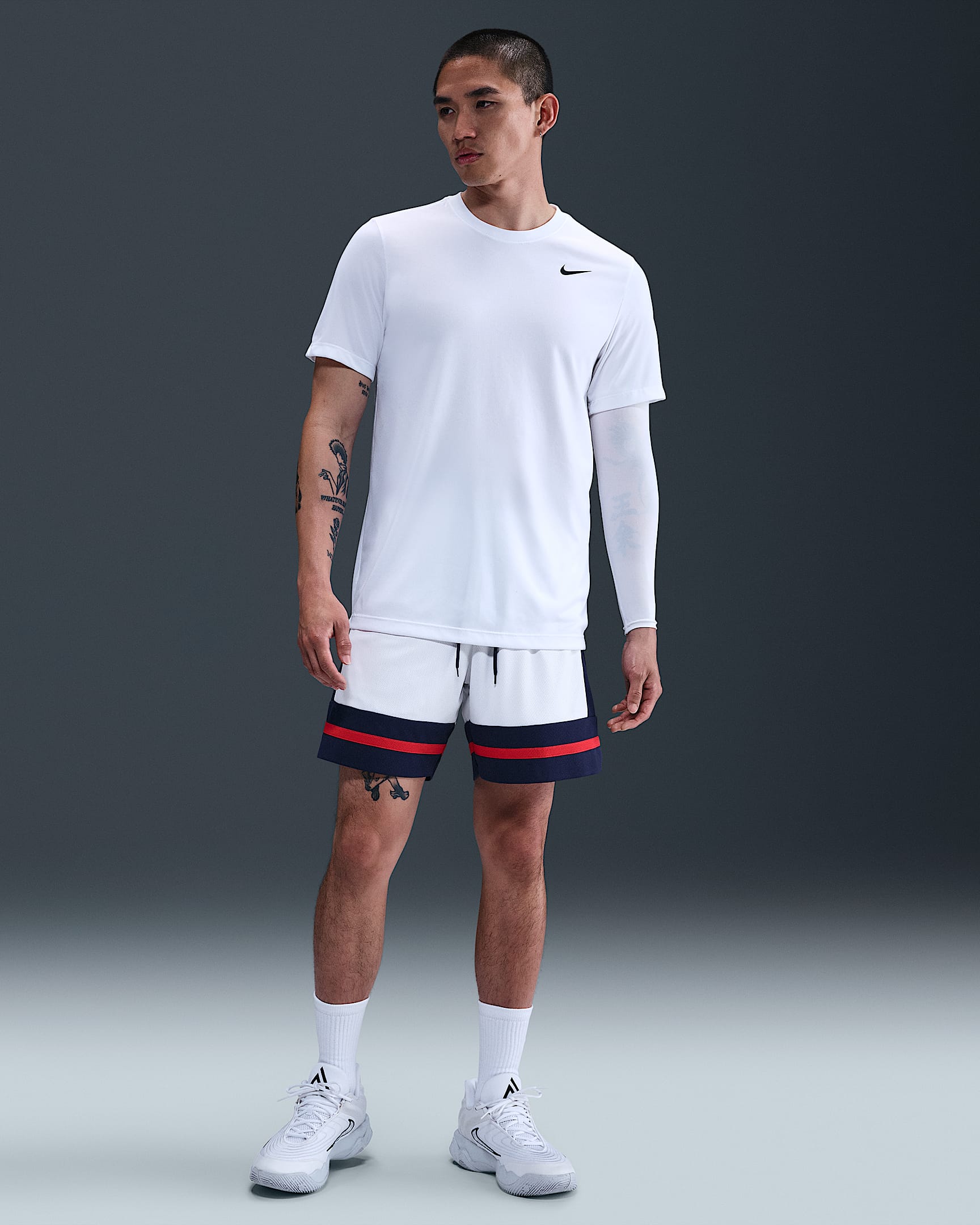 Nike Dri-FIT 男子速干篮球短裤 - 白色/深藏青/大学红/黑