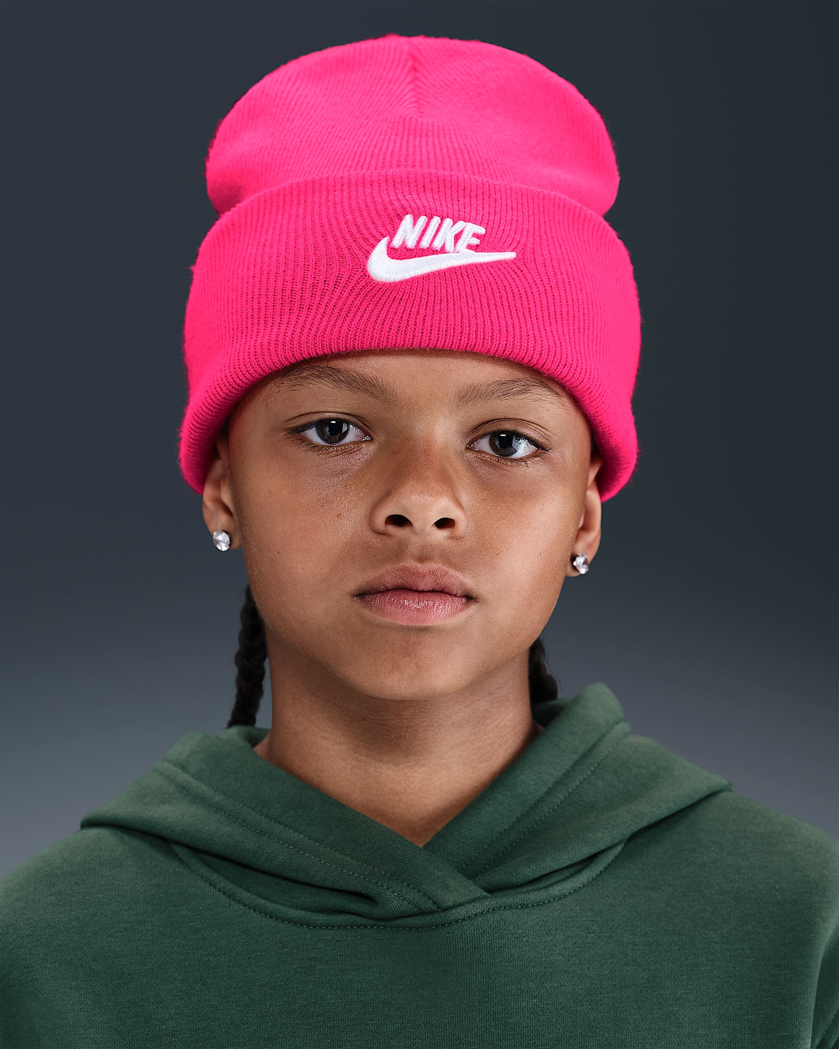 Nike Peak 大童针织帽 - 透明粉/白色