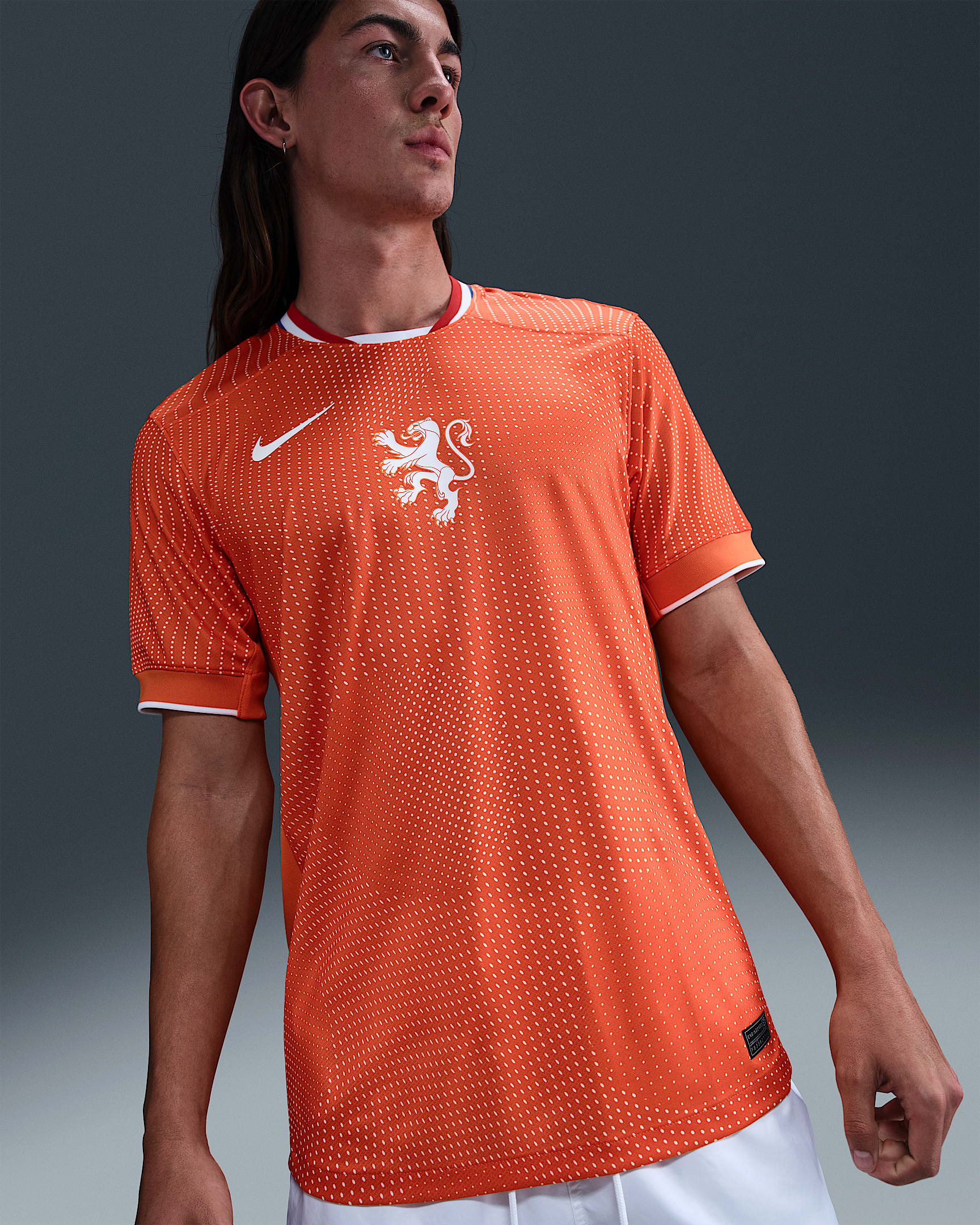 2025 赛季荷兰队主场球迷版 Nike Dri-FIT 男子速干足球球衣 - 安全橙/白色
