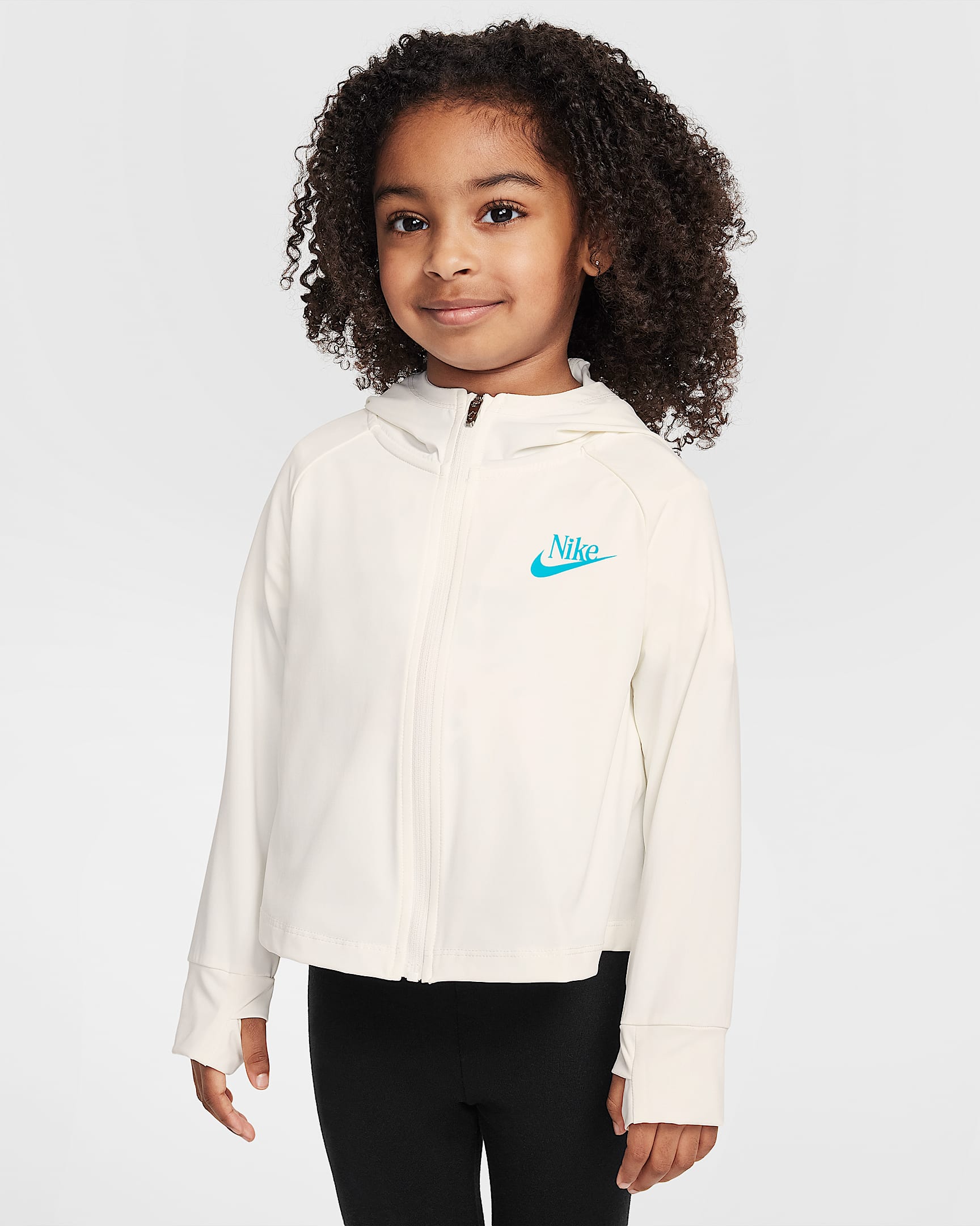 Nike 婴童凉感速干休闲基本款全长拉链开襟连帽衫防晒衣 - 帆白