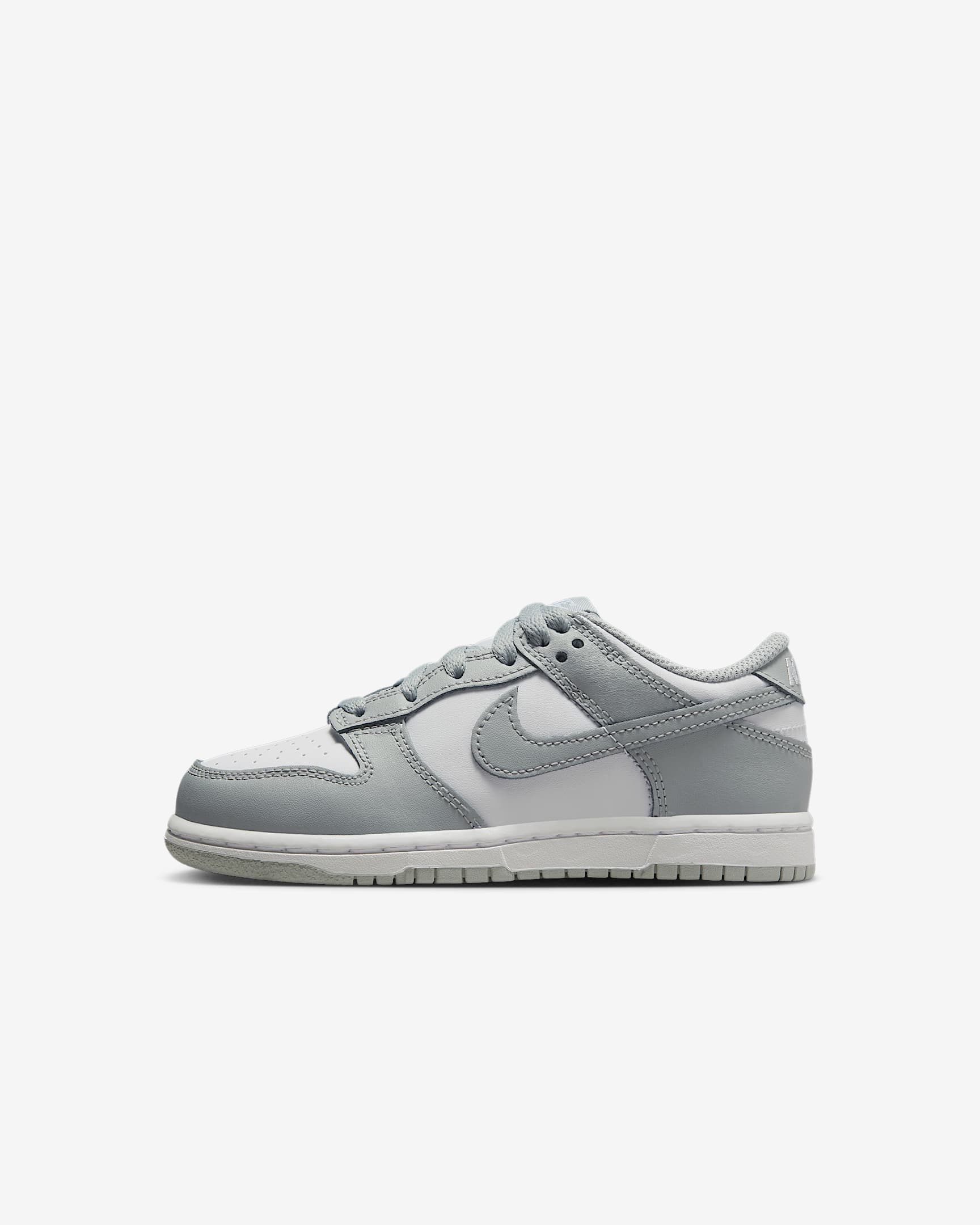 Nike Dunk Low 幼童运动鞋板鞋 - 白色/白色/浅烟灰