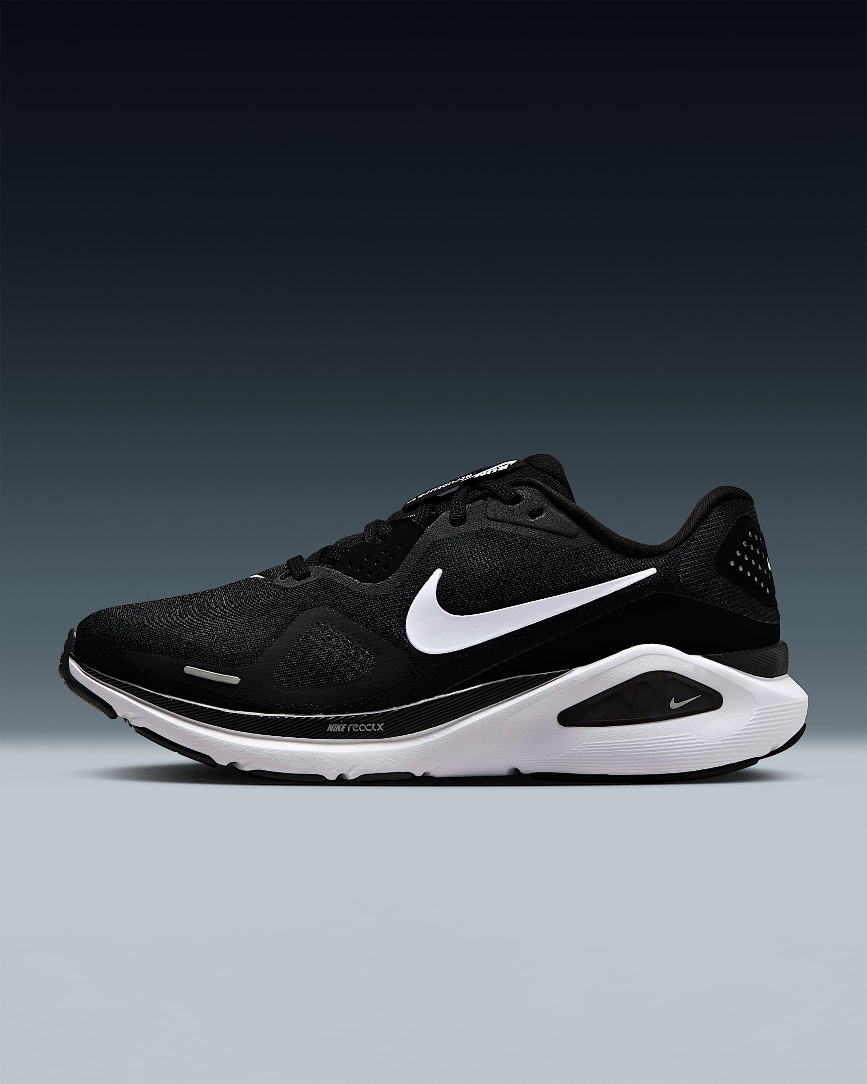 Nike Structure 26 耐克稳程女子公路跑步鞋（宽版） - 黑/狼灰/金属银/白色
