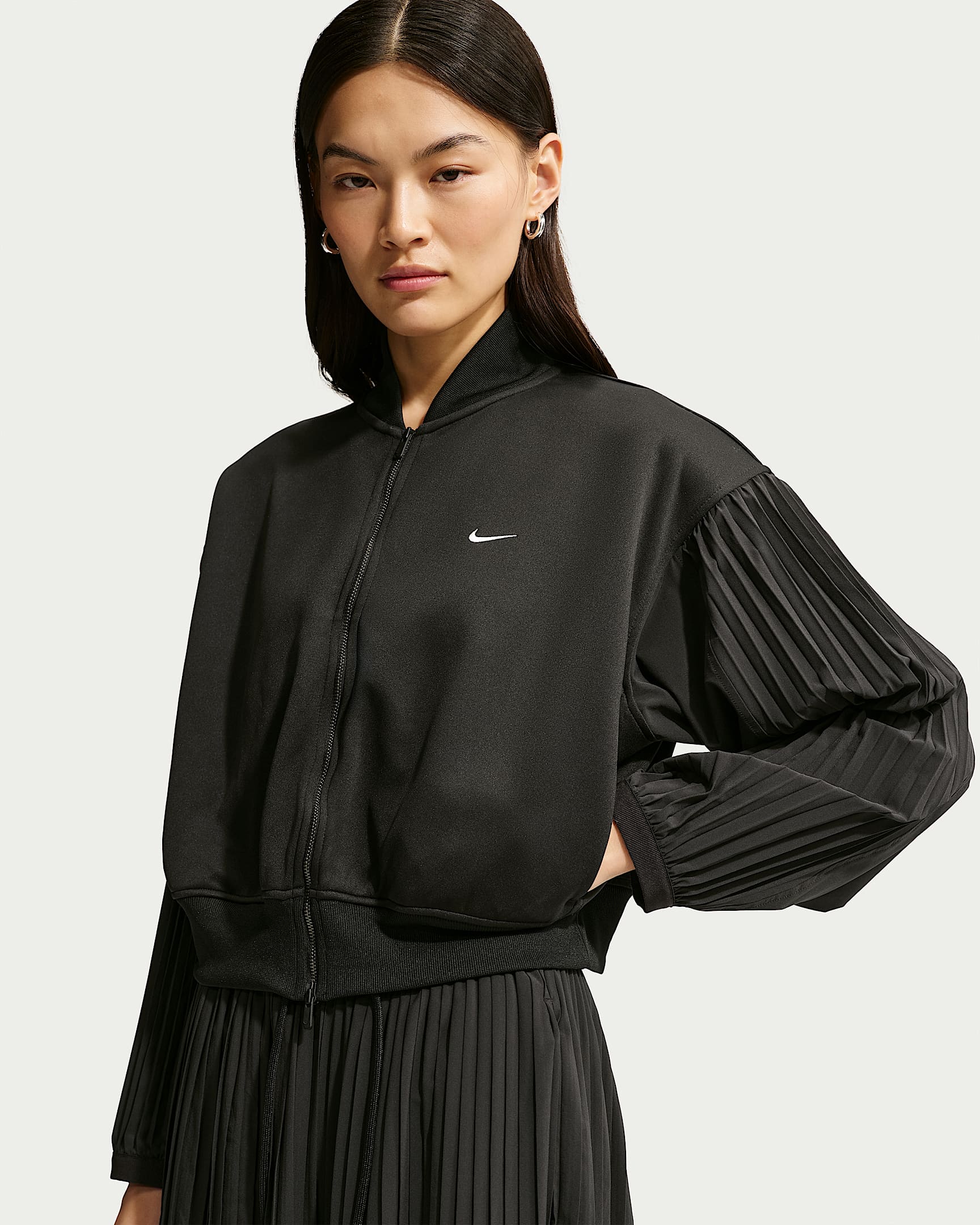 Nike Sportswear 女子褶裥袖夹克 - 黑/帆白