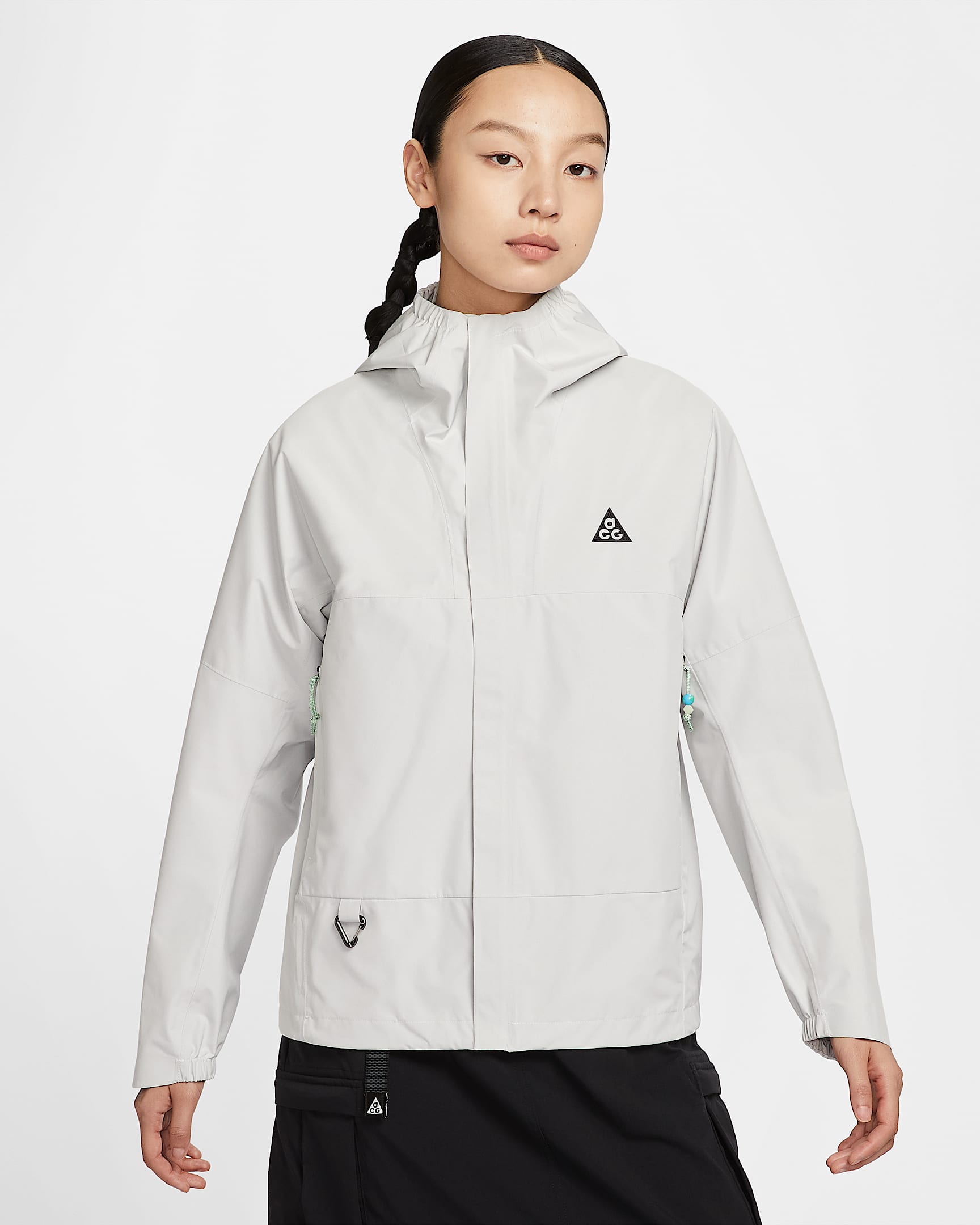 Nike ACG "Cascade Rains" Storm-FIT 女子防风拒水轻便型夹克 - 山峰白/蒸气绿/黑