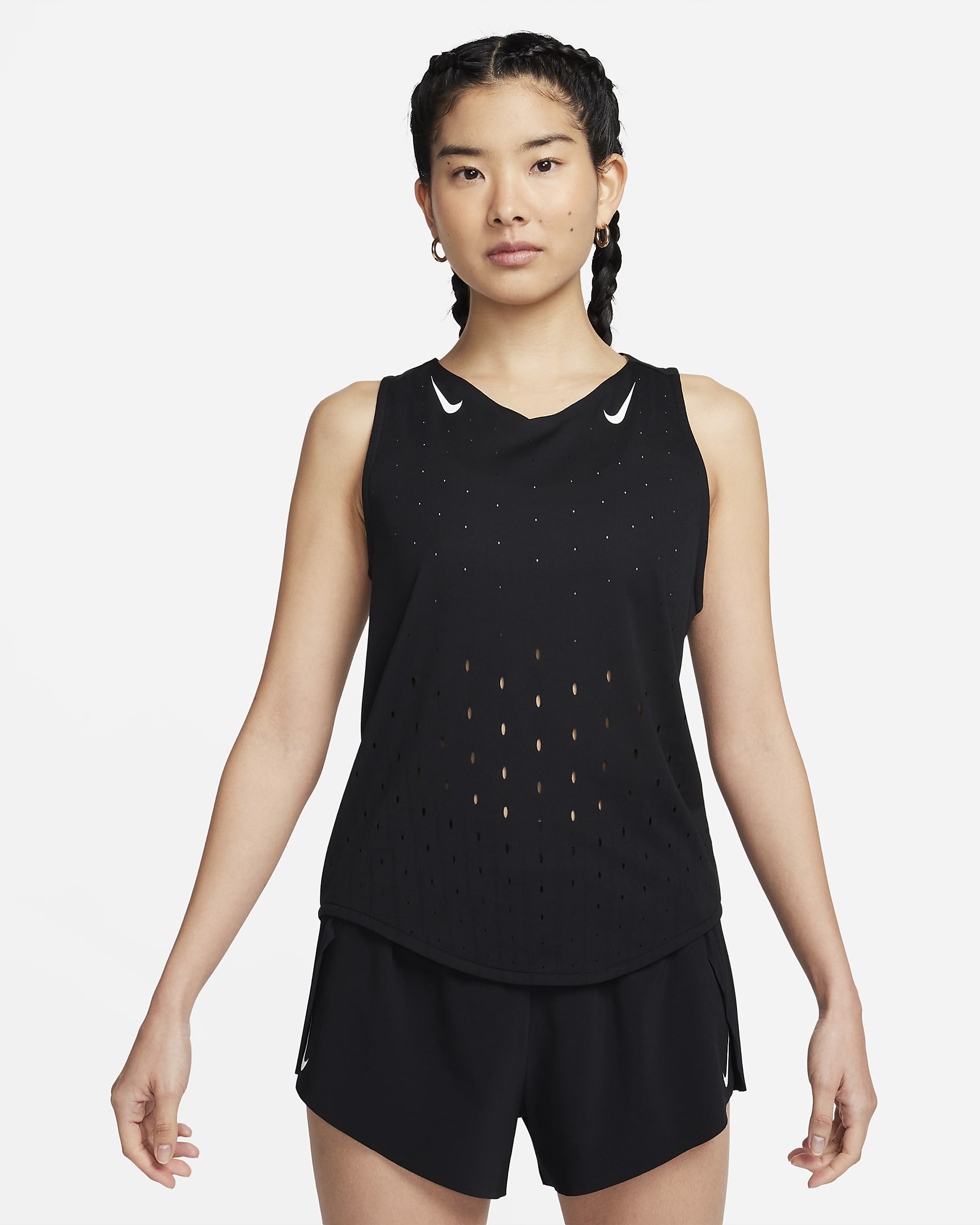 Nike AeroSwift Dri-FIT ADV 女子速干跑步背心 - 黑/白色/白色