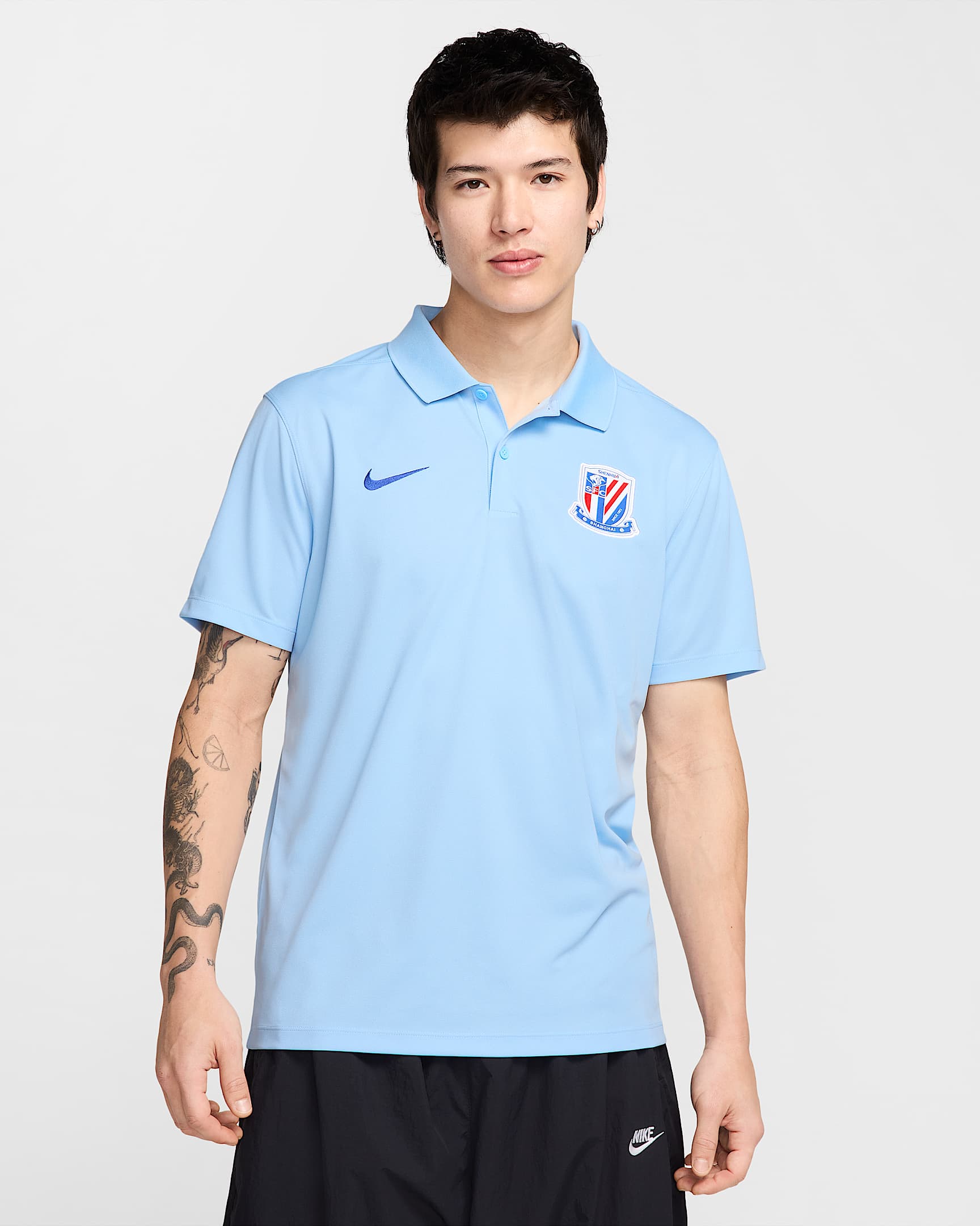2025 赛季上海申花 Victory Nike Dri-FIT 男子速干翻领T恤 - 心灵蓝/校园宝蓝