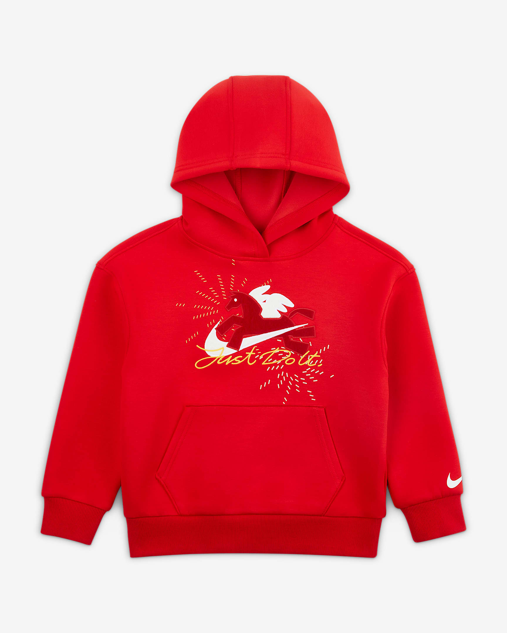 Nike 马年限定脱缰系列新年款幼童 Wings 贴片套头连帽衫 - 大学红