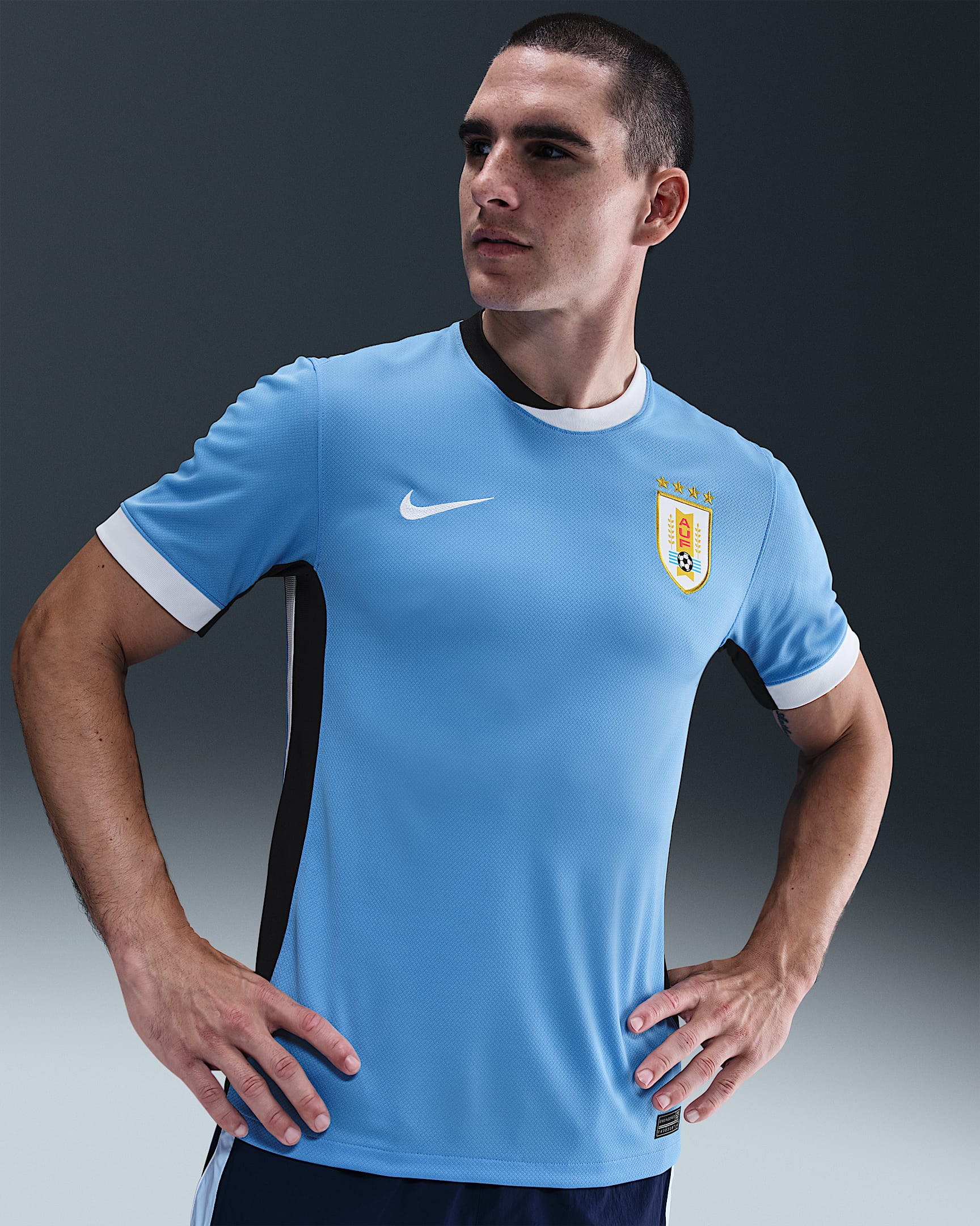 2024/25 赛季乌拉圭队主场球迷版 Nike Dri-FIT 男子速干足球球衣 - 大学蓝/黑/白色