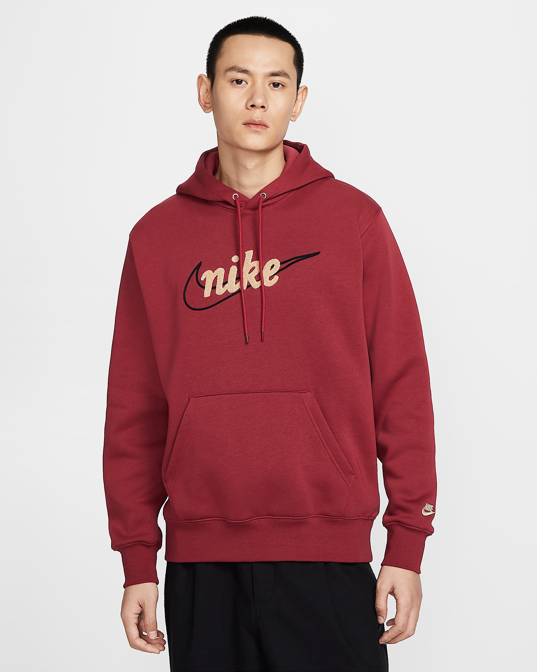 Nike Sportswear Club 男子加绒连帽衫 - 深队红/深队红/浅卡其