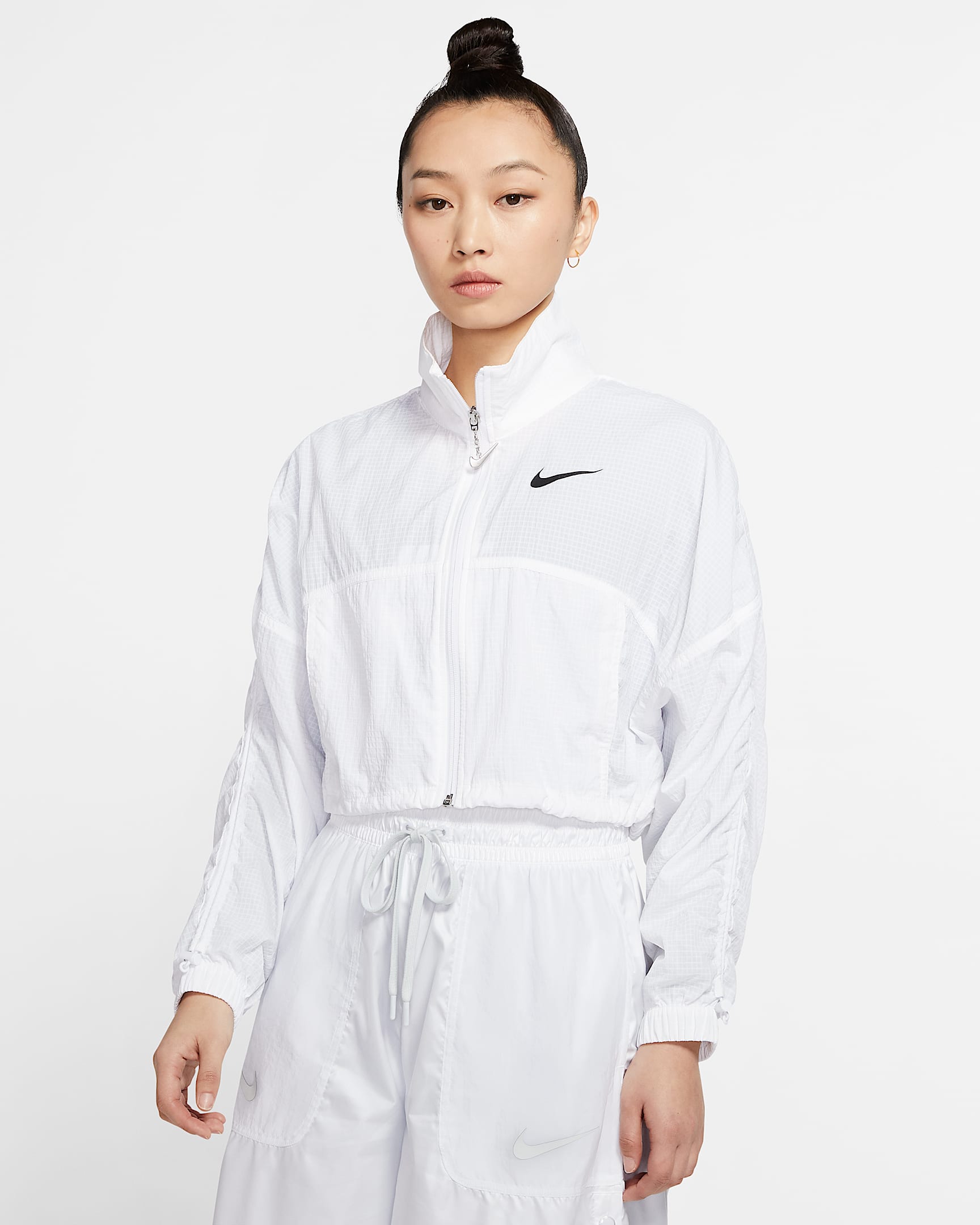 Nike Sportswear Swoosh 女子梭织夹克 - 白色/黑