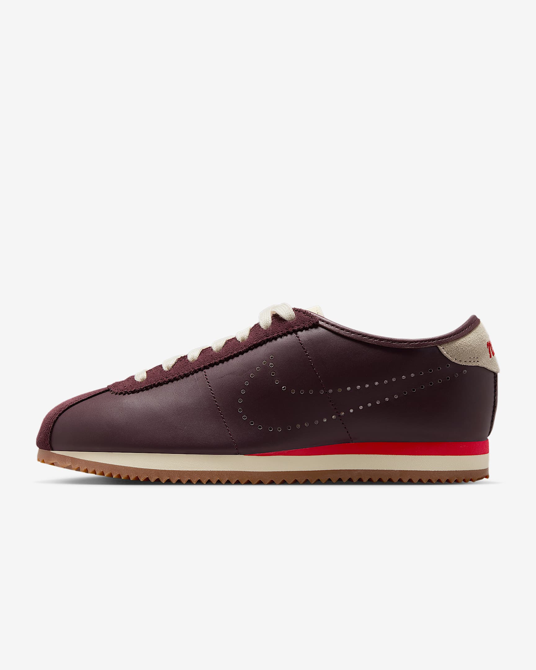 Nike Cortez Leather 女子运动鞋 - 鲜亮勃艮第酒红/椰奶色/橡皮中褐/浅深红