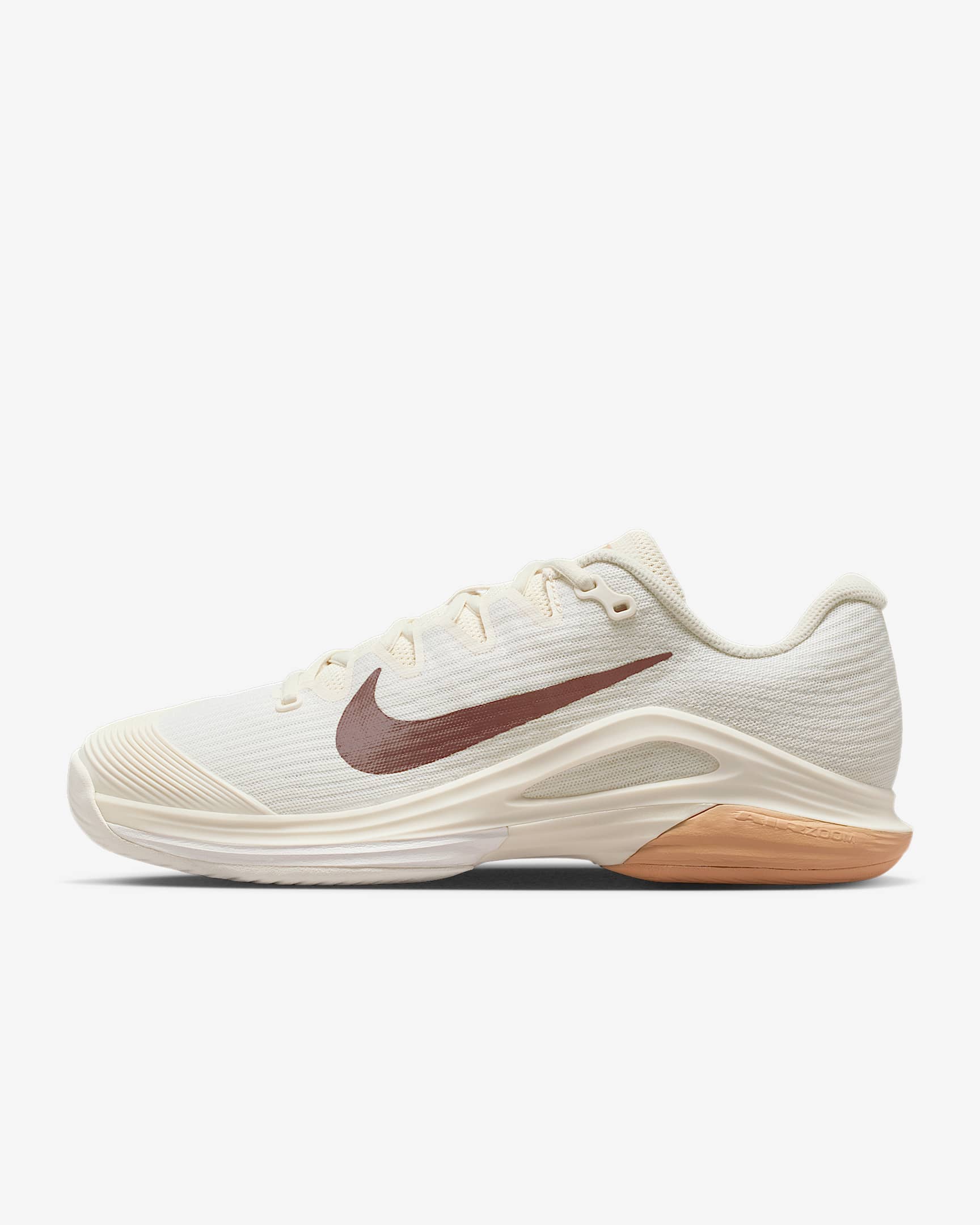 Nike Vapor 12 女子硬地球场网球鞋 - 淡象牙白/棕褐色/图腾黑紫