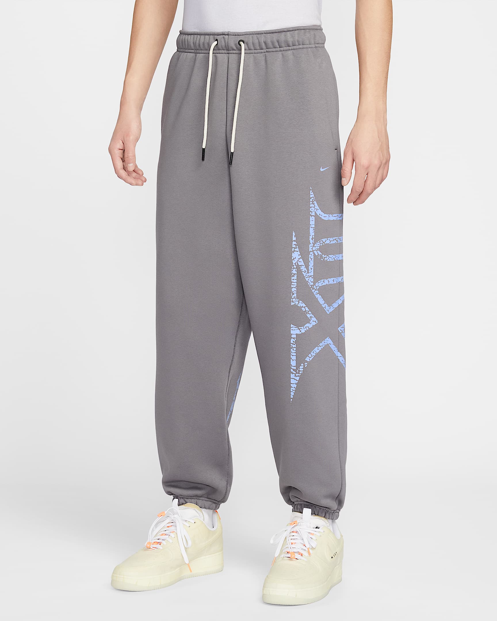 Ja Therma-FIT 莫兰特男子加绒篮球长裤 - 笔尖灰黑色/狂喜钴蓝