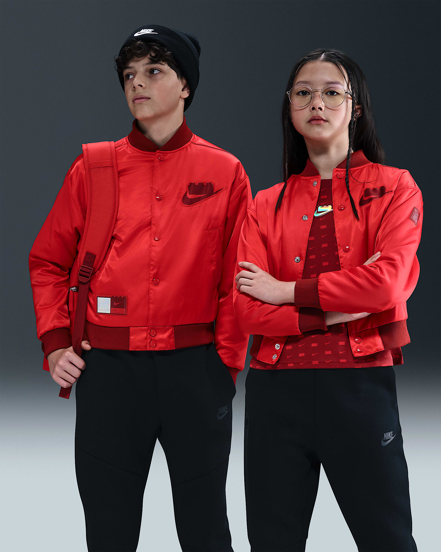 Nike x LEGO® Collection 大童篮球夹克 - 灯草红/暗椒红/暗椒红