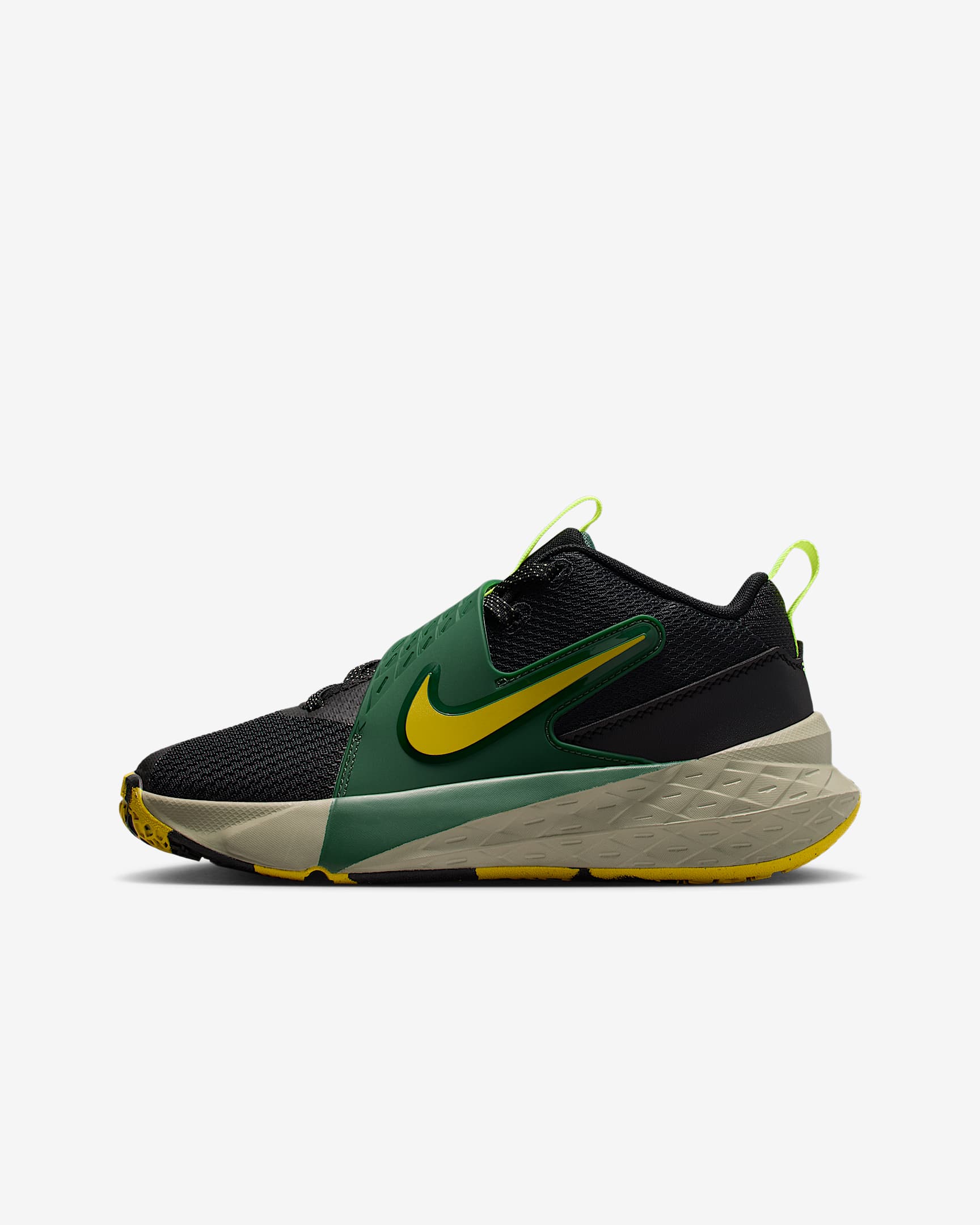 Nike Team Hustle D 12 大童篮球鞋 - 黑/冷杉绿/浅军绿/亮黄