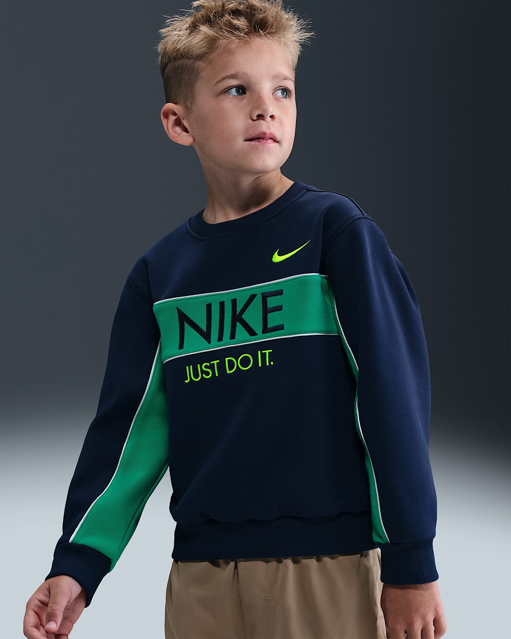 Nike.Net 幼童加绒圆领上衣 - 深藏青