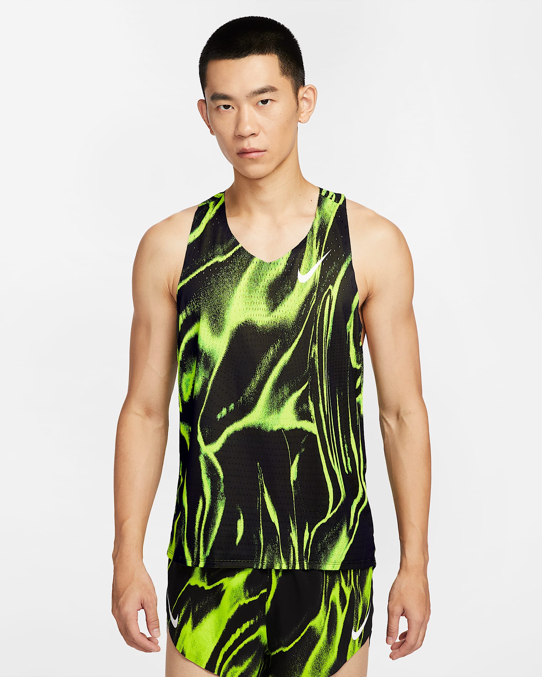 Nike AeroSwift Dri-FIT ADV 男子速干跑步背心 - 荧光黄/白色