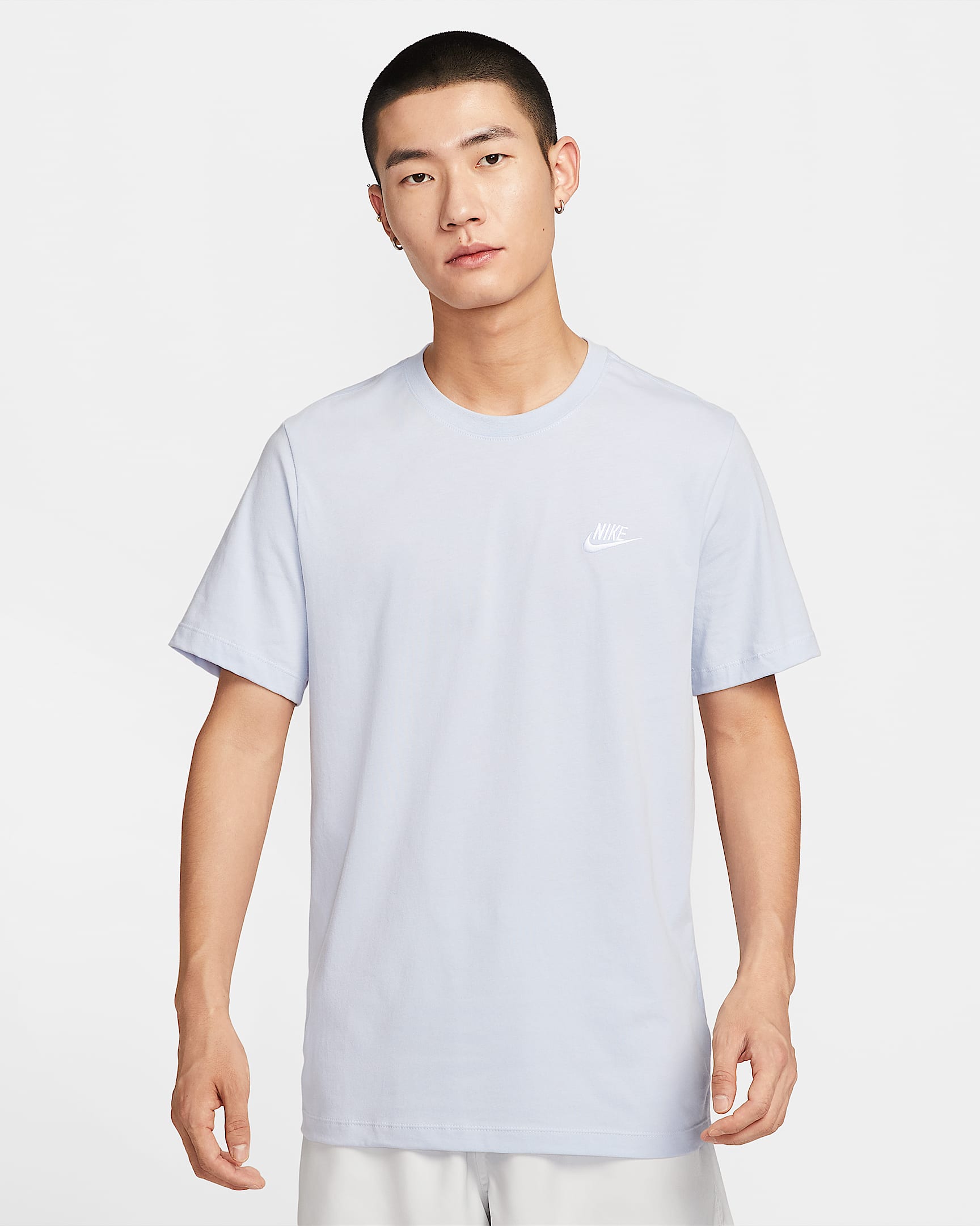 Nike Sportswear Club 男子刺绣柔软纯棉T恤 - 幻影/白色
