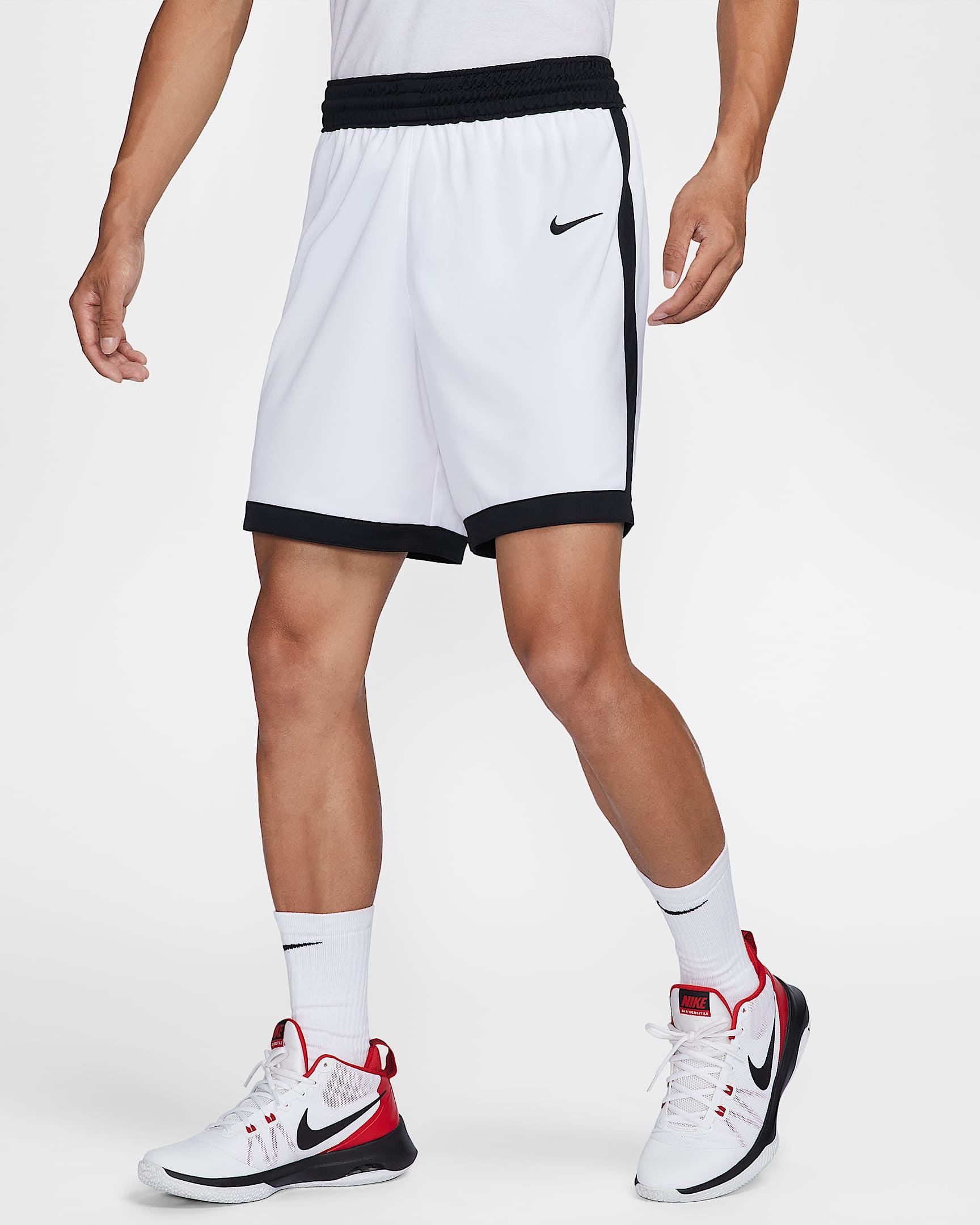 Nike Dri-FIT Stock Crossover 男子速干短裤 - 白色/黑/黑