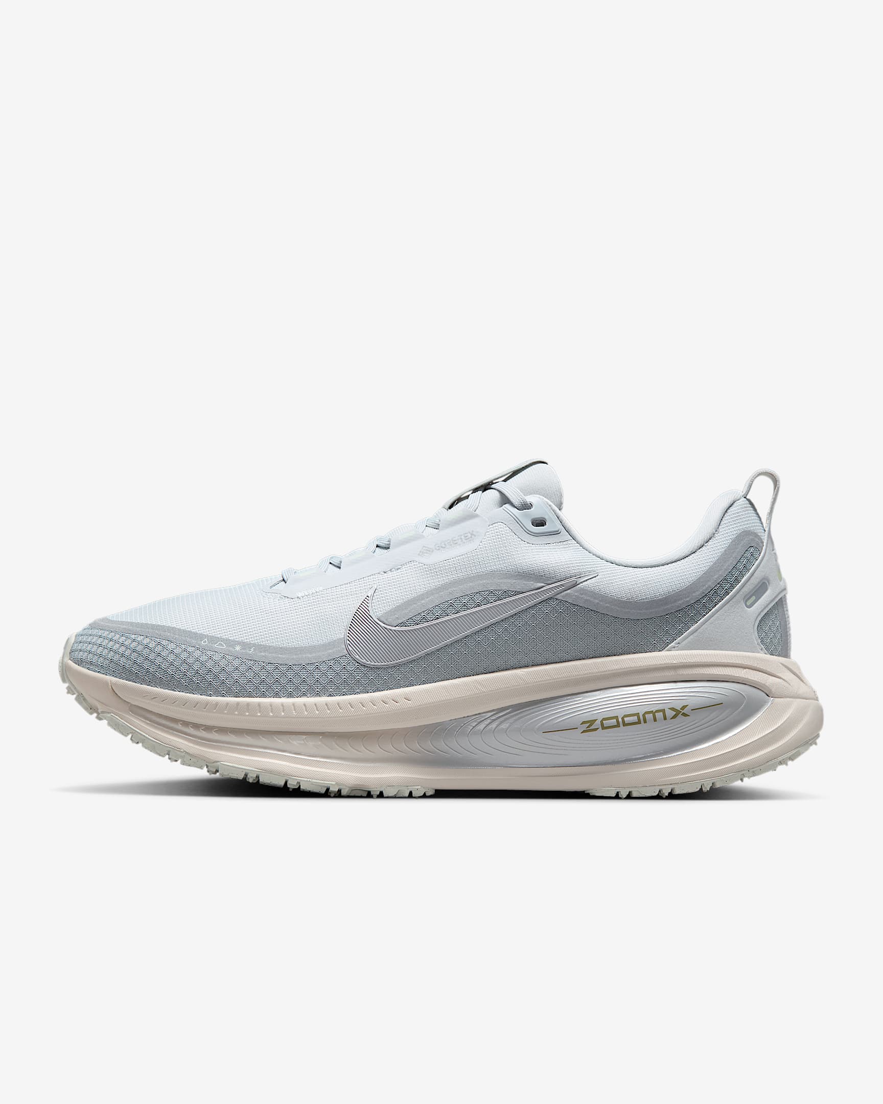 Nike Vomero 18 GORE-TEX 耐克迈柔男子反光装饰公路跑步鞋 - 白金色/浮石灰/微绿/金属银