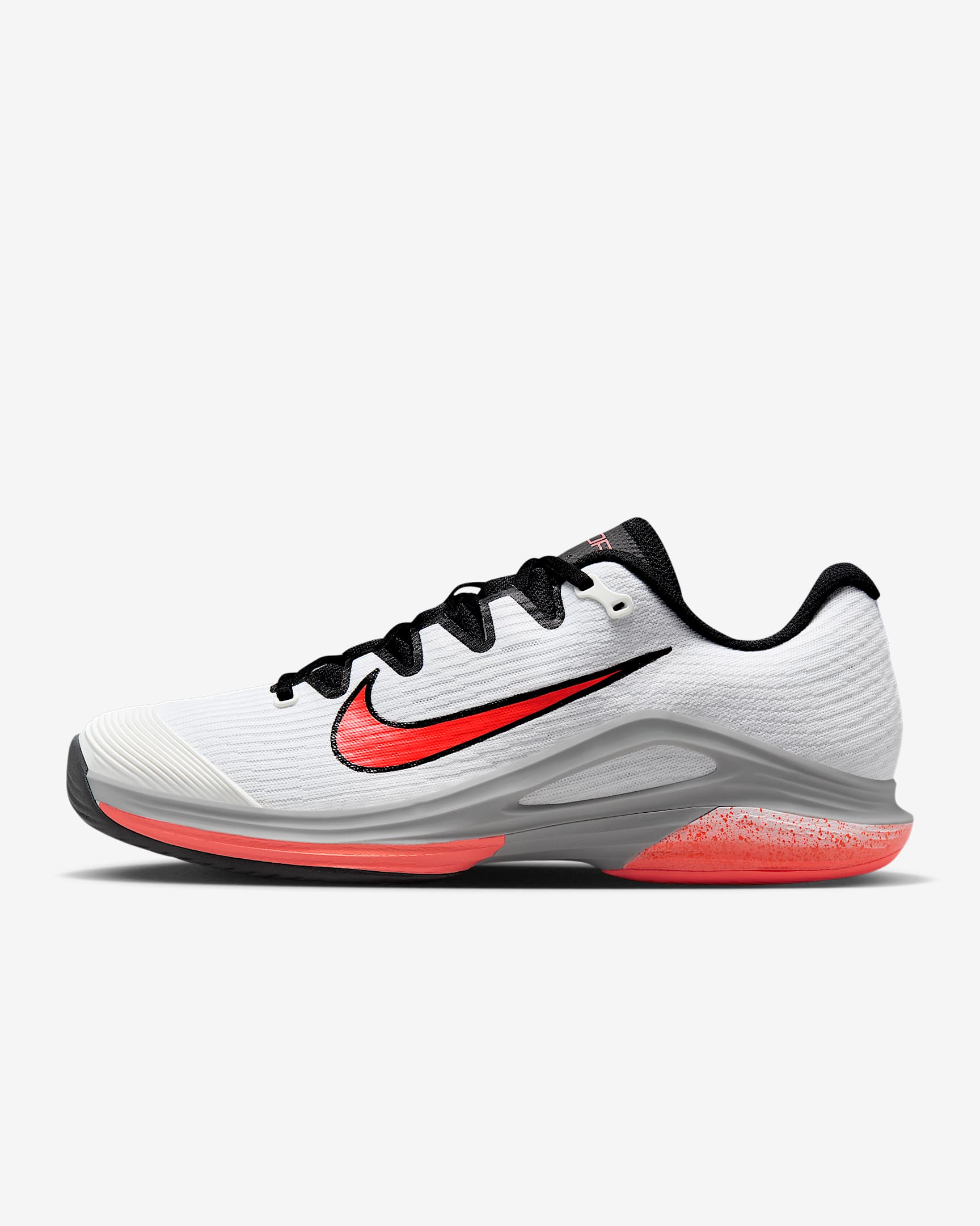 Nike Vapor 12 男子硬地球场网球鞋 - 白色/狼灰/火山岩红