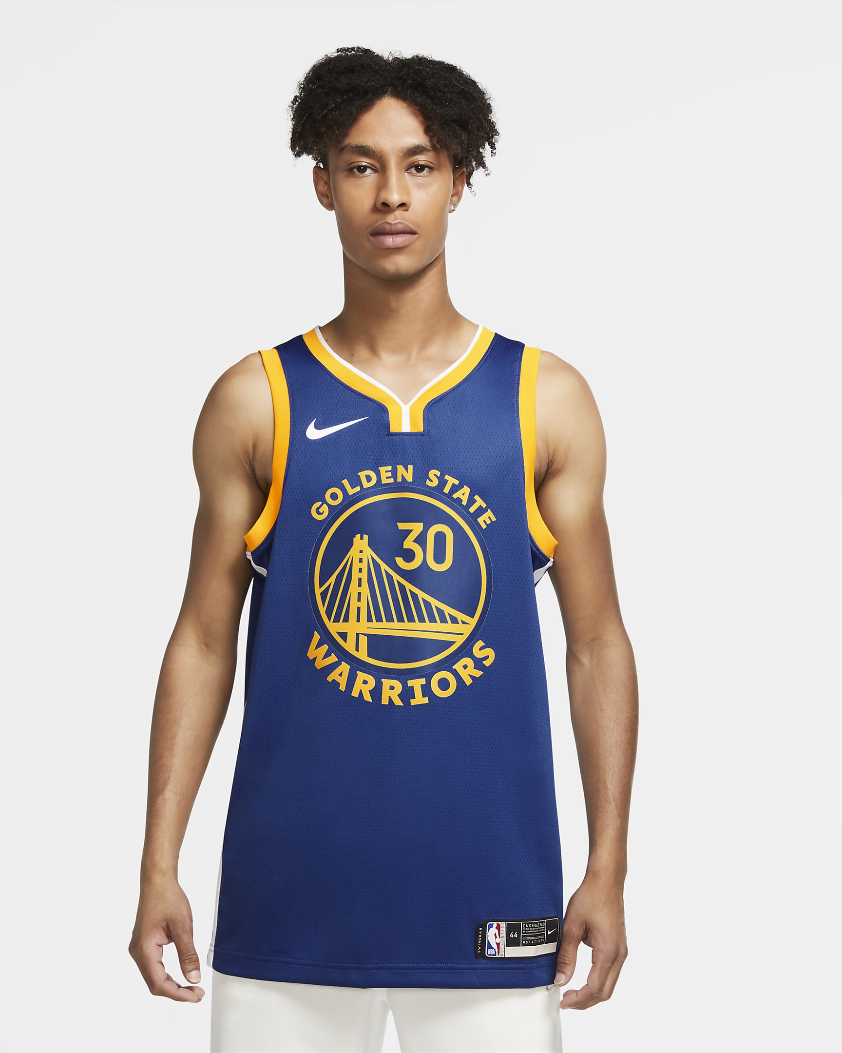 2020 赛季金州勇士队 (Stephen Curry) Icon Edition Nike NBA Swingman Jersey 男子球衣 - 灯草蓝/白色/阿马里洛黄