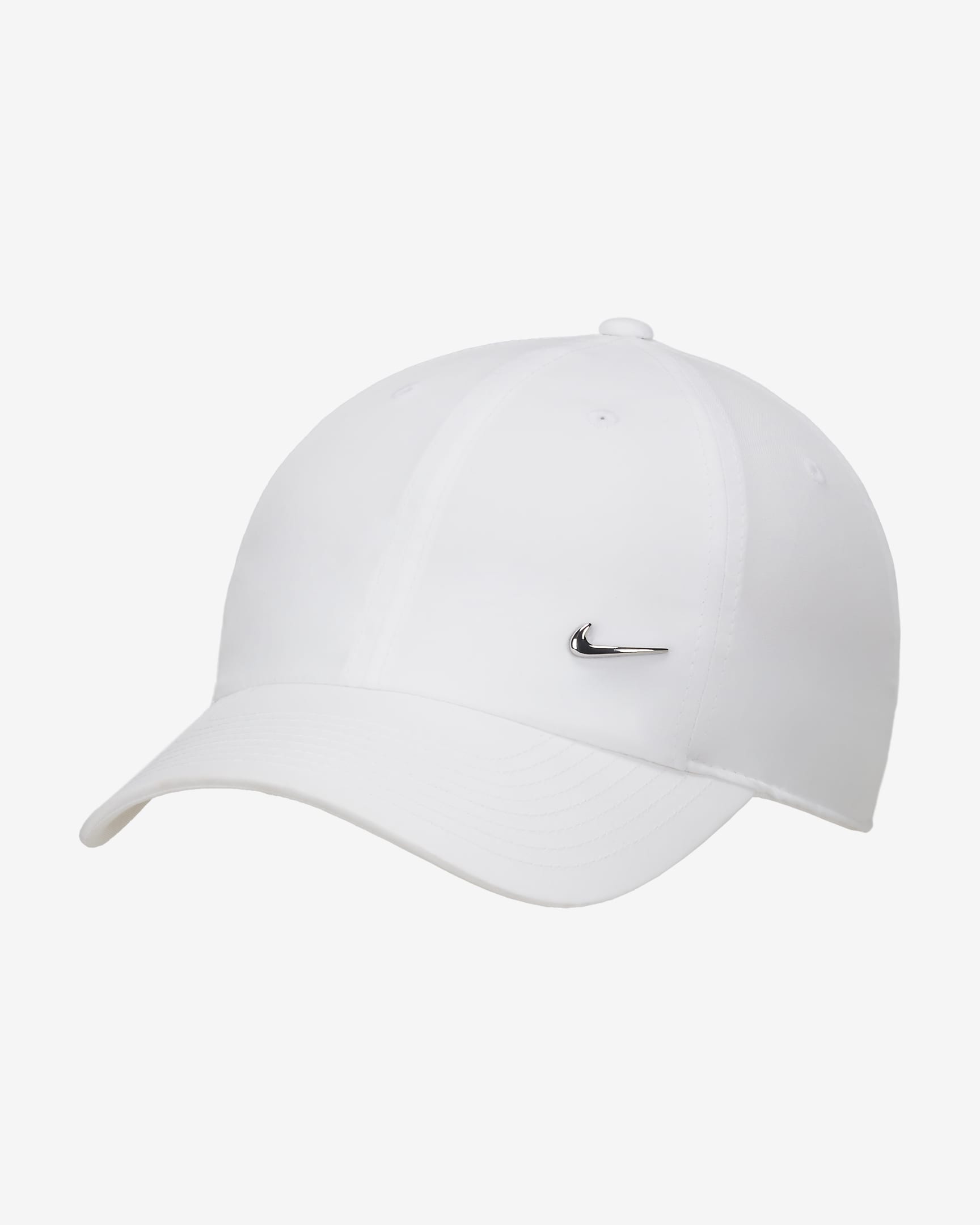 Nike Dri-FIT Club 透气速干软顶金属耐克勾运动帽 - 白色/金属银