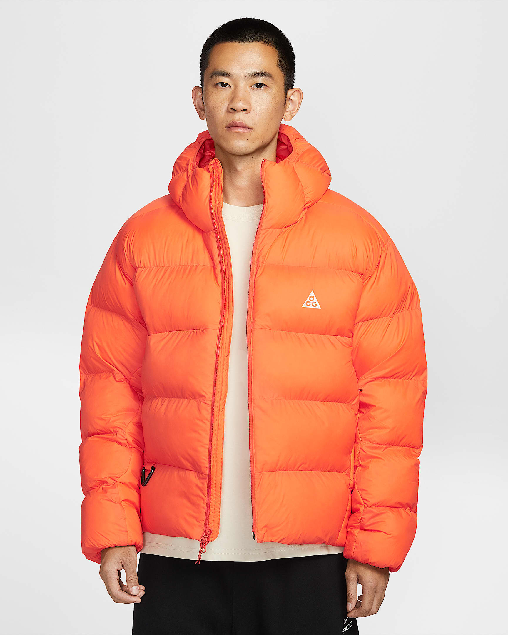 Nike ACG "Lunar Lake" Puffer PrimaLoft® Therma-FIT ADV 男子拒水宽松连帽棉服夹克 - 安全橙/安全橙/山峰白