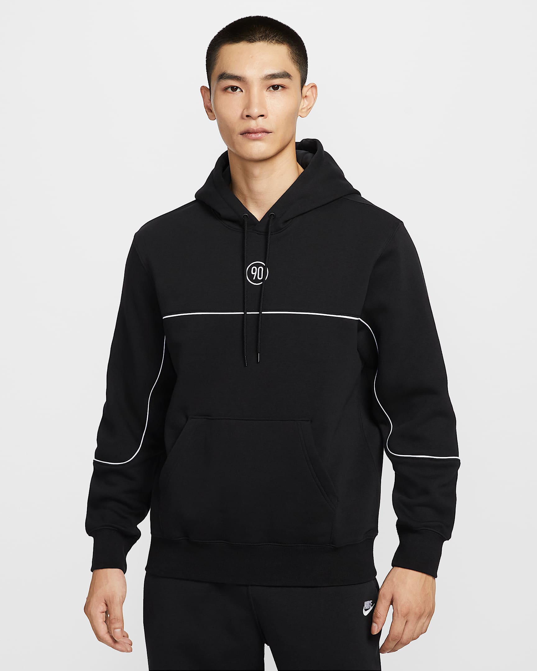 Nike Club Total 90 男子加绒足球套头连帽衫 - 黑/白色/白色