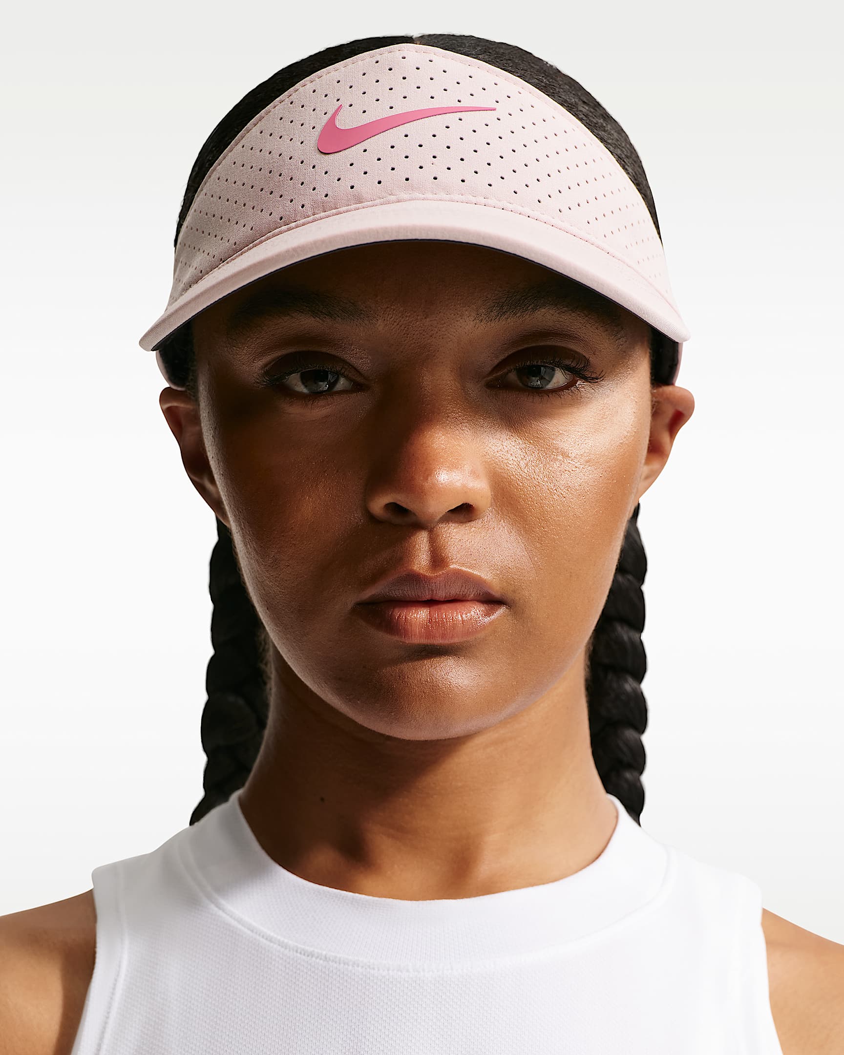 Nike Dri-FIT ADV Ace 速干网球遮阳帽 - 砂岩灰粉/煤黑/牡丹红