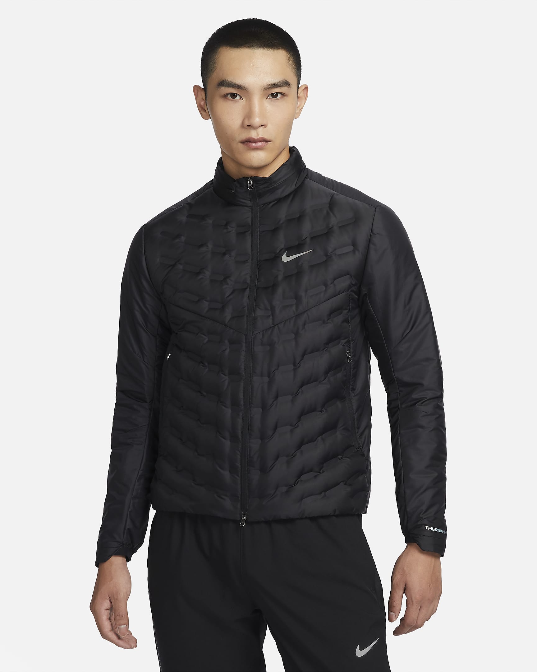 Nike Therma-FIT ADV AeroLoft Repel 男子羽绒拼接拒水跑步夹克 - 黑