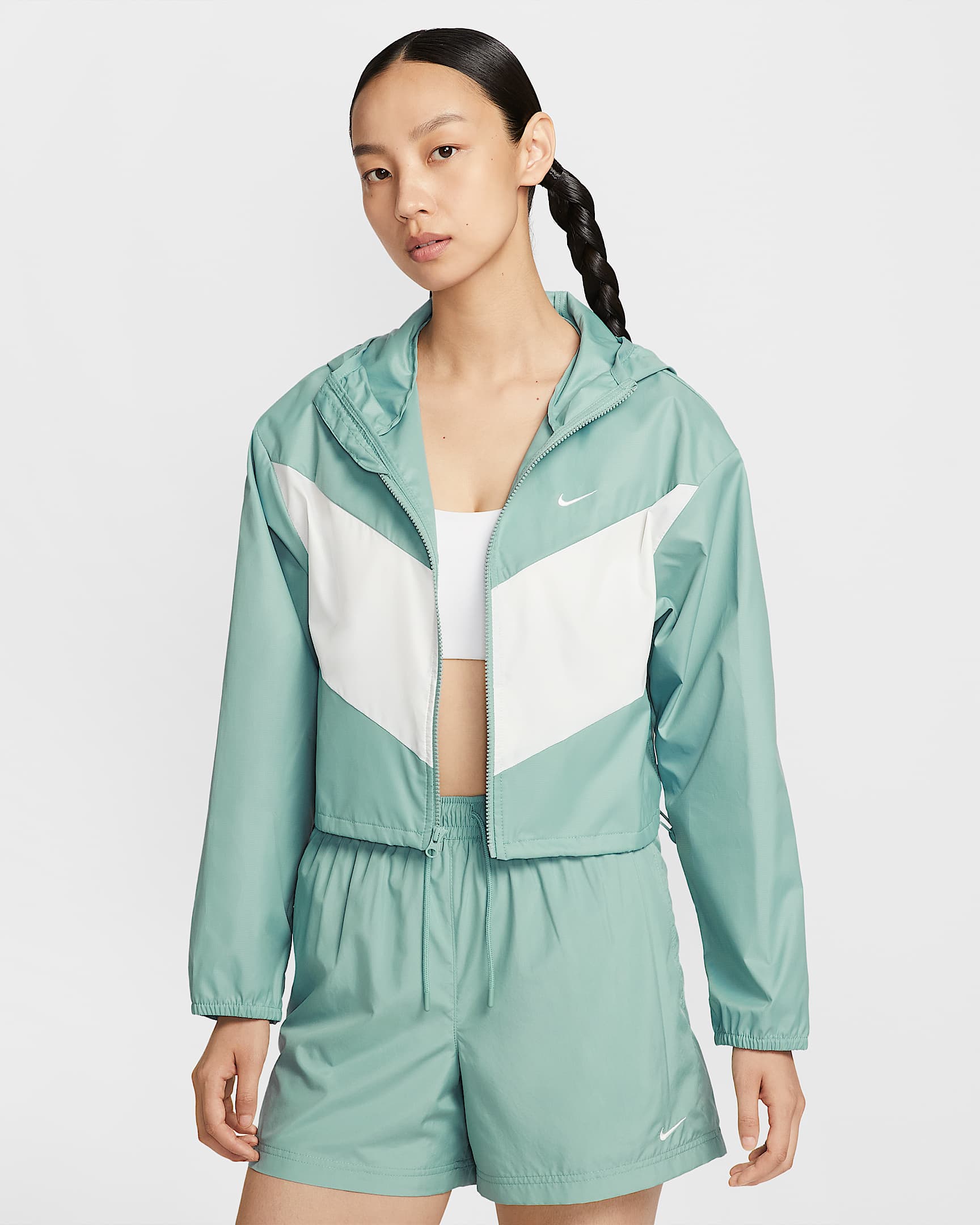 Nike Sportswear Windrunner 风行者系列女子宽松梭织连帽夹克 - 大炮灰/帆白/帆白