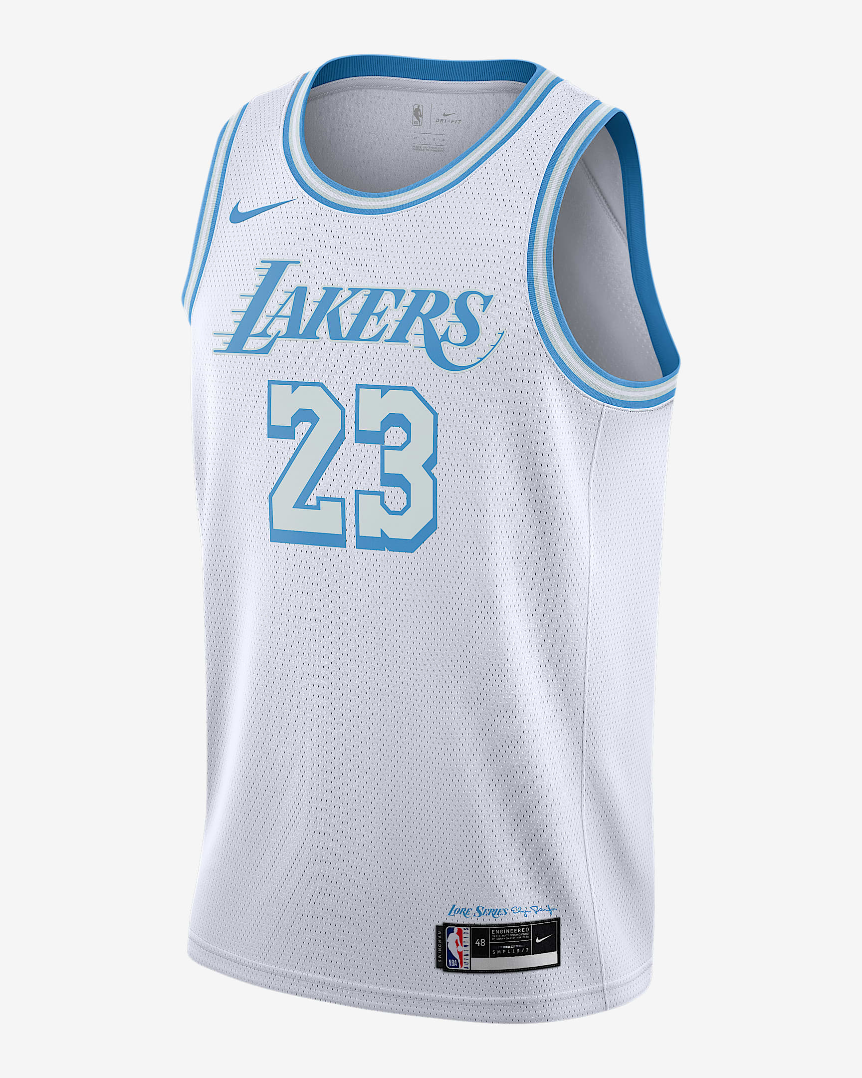 洛杉矶湖人队 City Edition Nike NBA Swingman Jersey 男子球衣 - 白色/海岸蓝