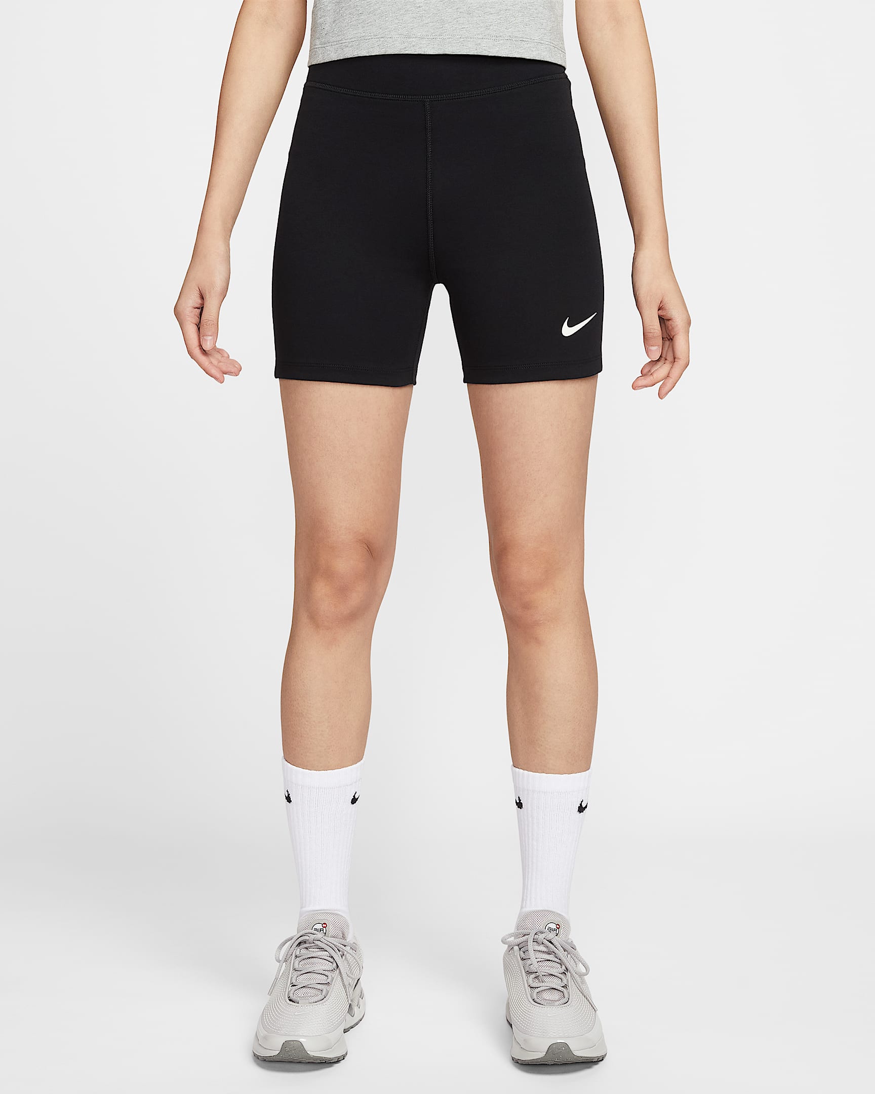Nike Sportswear Classic 女子高腰骑行短裤 - 黑/帆白