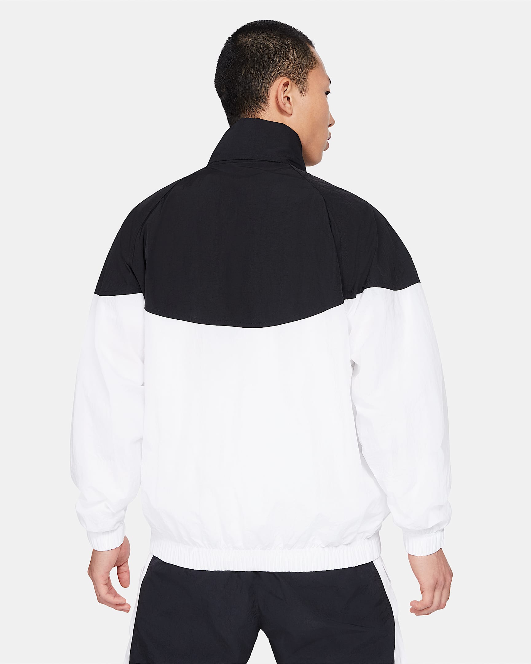 Nike Sportswear Heritage Windrunner 男子半长拉链开襟连帽上衣 - 黑/白色
