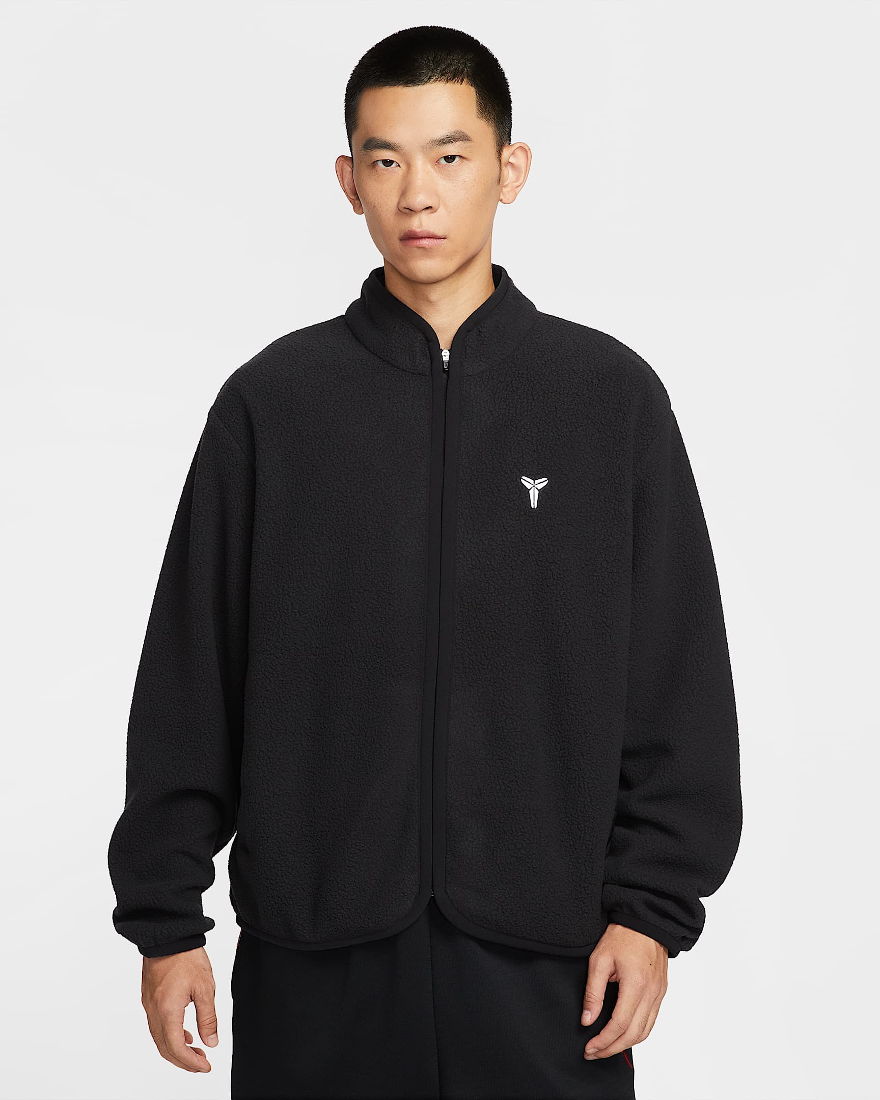 Kobe 科比男子冬季款仿羊羔绒篮球夹克 - 黑/煤黑/白色