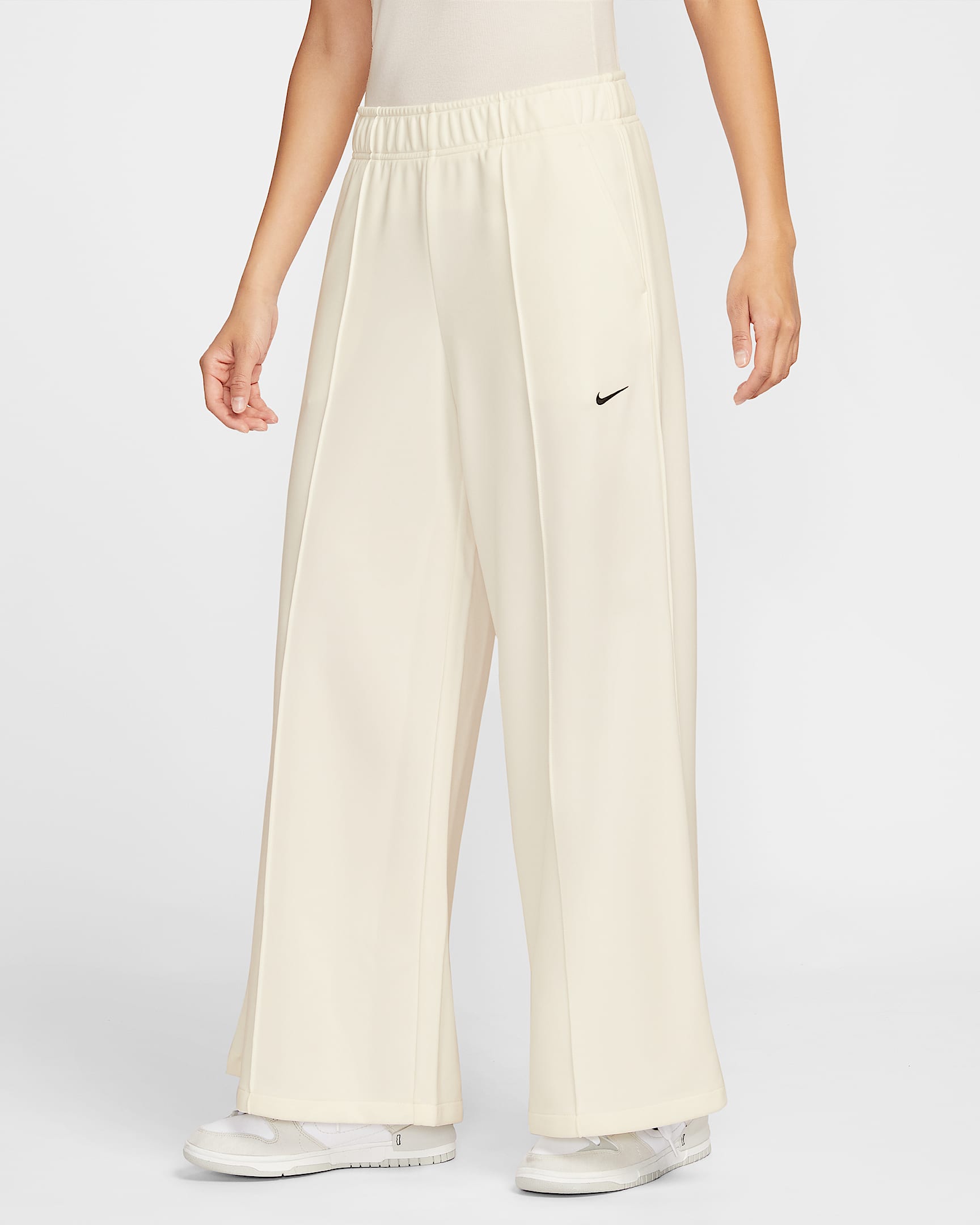 Nike Sportswear 女子中腰阔腿运动裤 - 帆白/帆白/黑