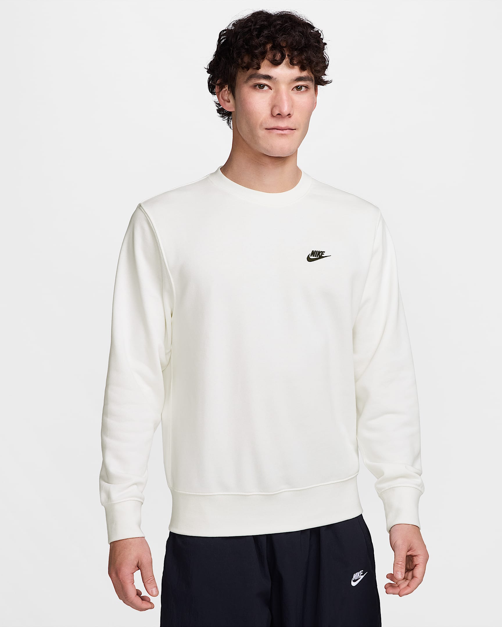 Nike Club 男子法式毛圈圆领上衣 - 帆白/帆白/黑