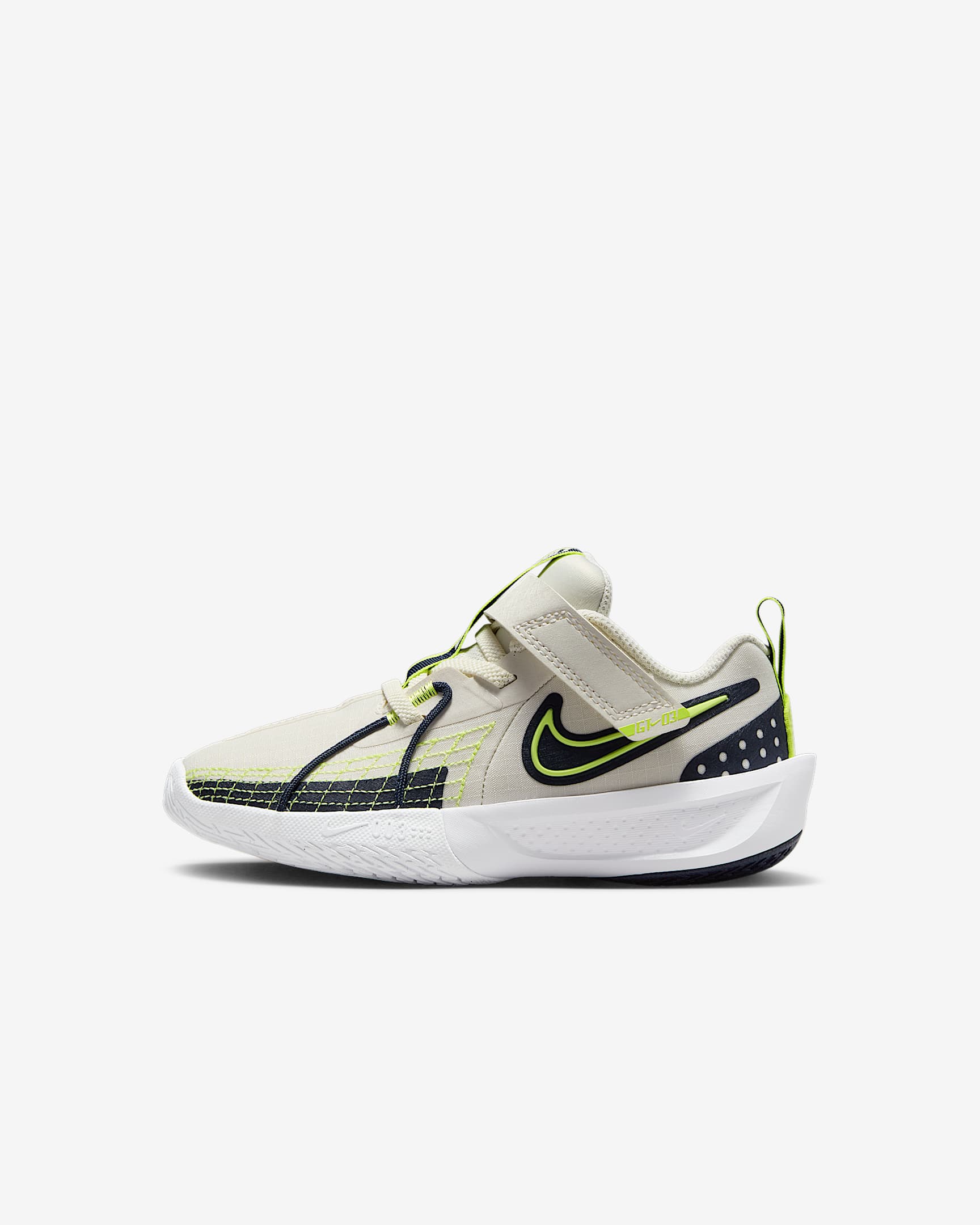 Nike G.T. Cut 3 幼童易穿脱运动鞋 - 幻影灰白/黑曜石色/白色/浅柠檬黄
