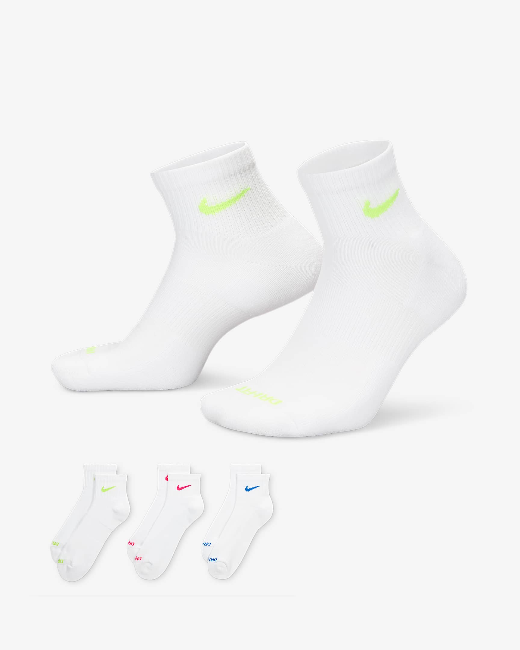 Nike Everyday Plus 舒适速干训练短袜(3 双) - 多色
