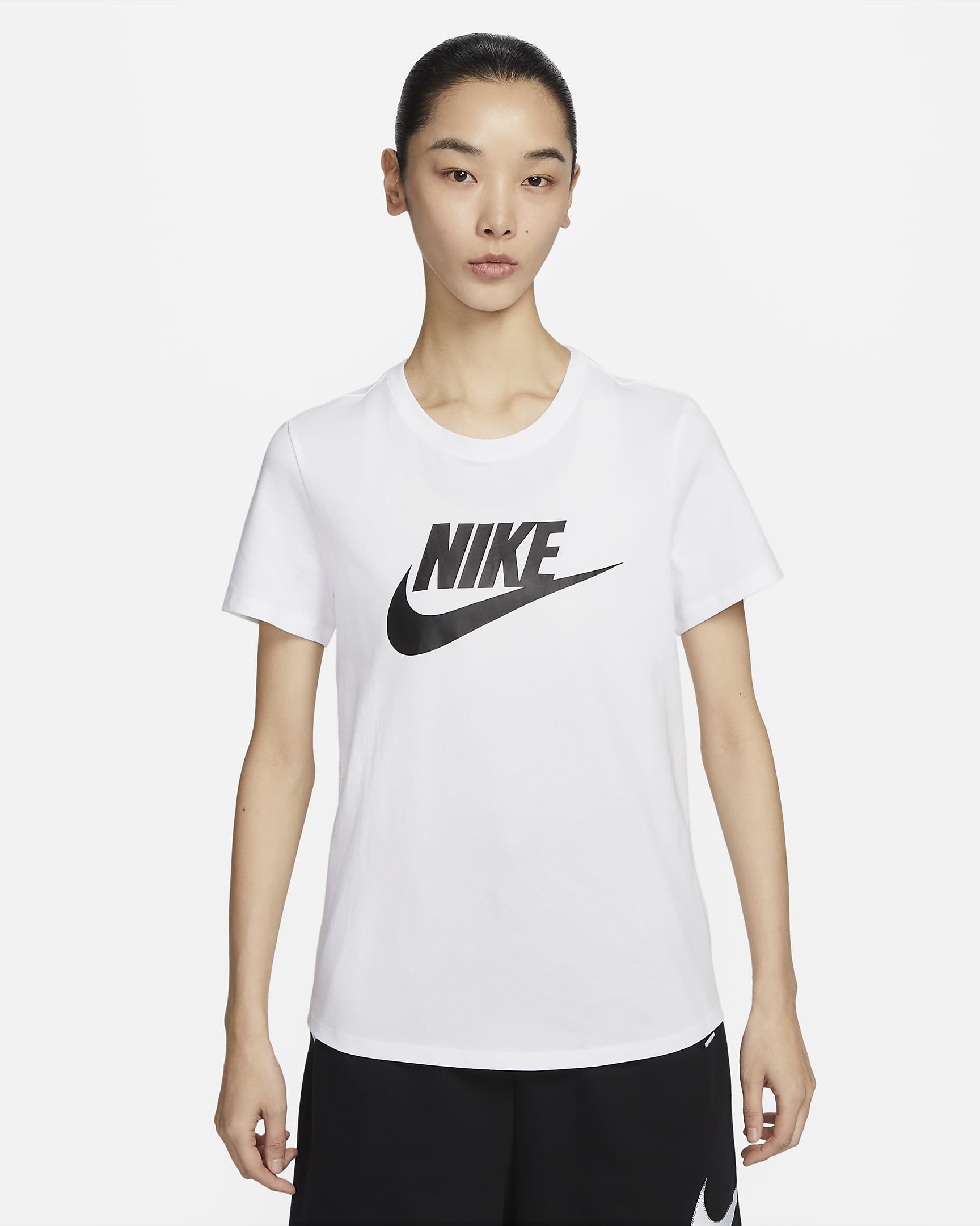 Nike Sportswear Essentials 女子印花T恤 - 白色/黑