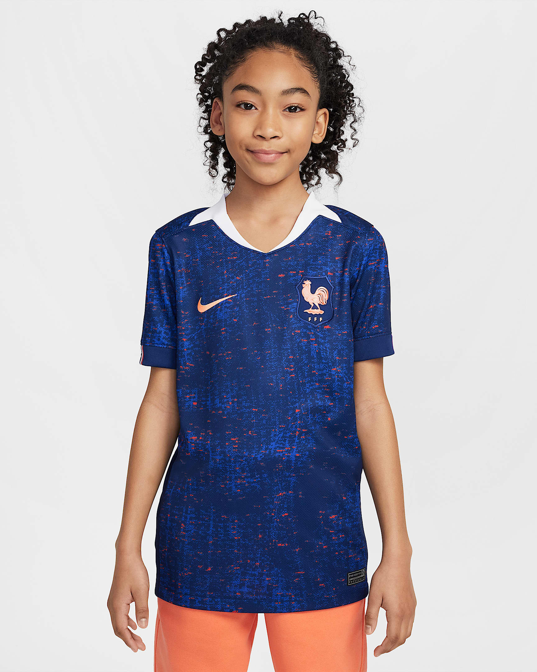 2025 赛季法国队主场球迷版 Nike Dri-FIT 大童速干足球球衣 - 空间蓝/浅茜草根褐