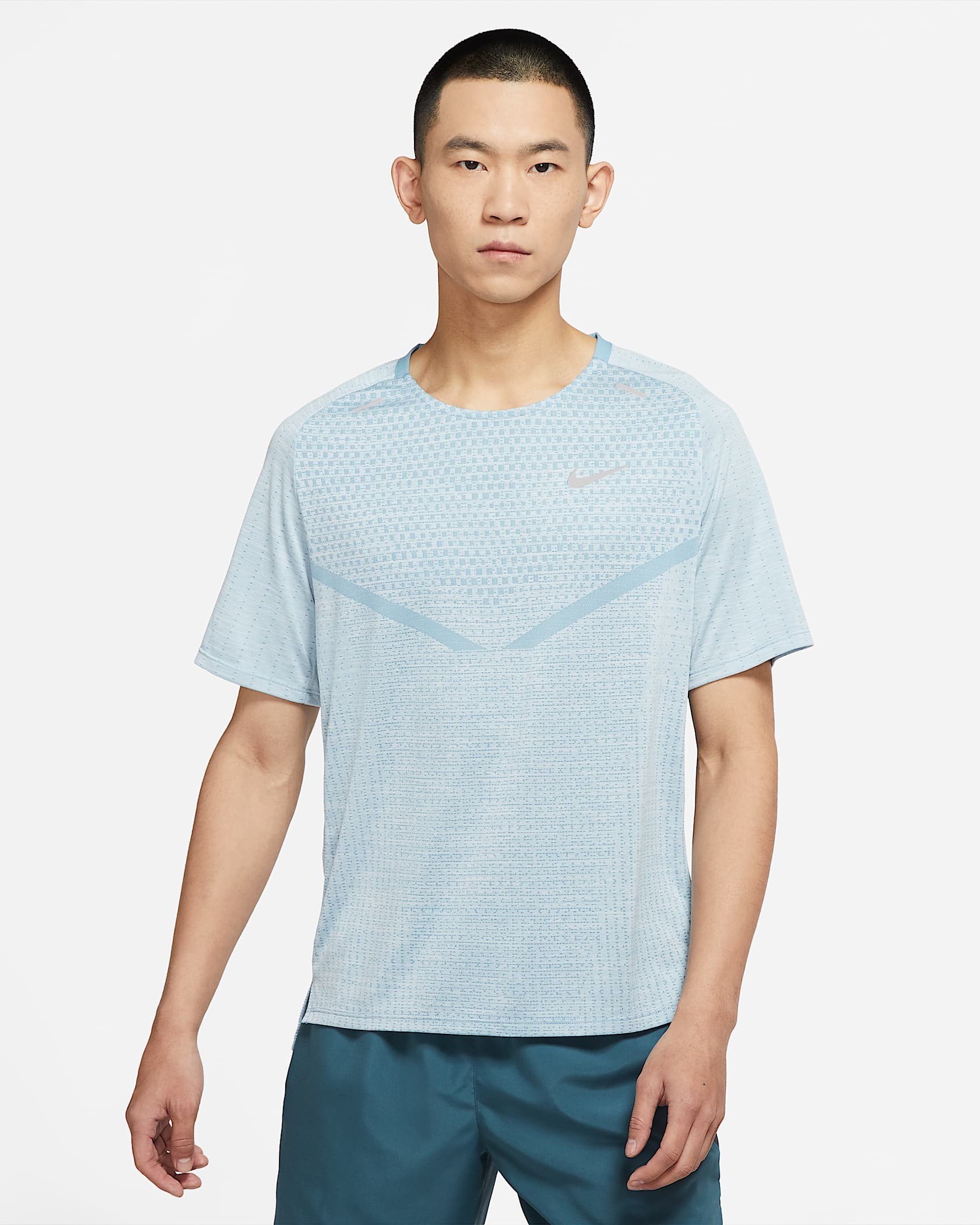 Nike Dri-FIT ADV TechKnit Ultra 男子短袖跑步上衣 - 旧蓝/浅蓝灰