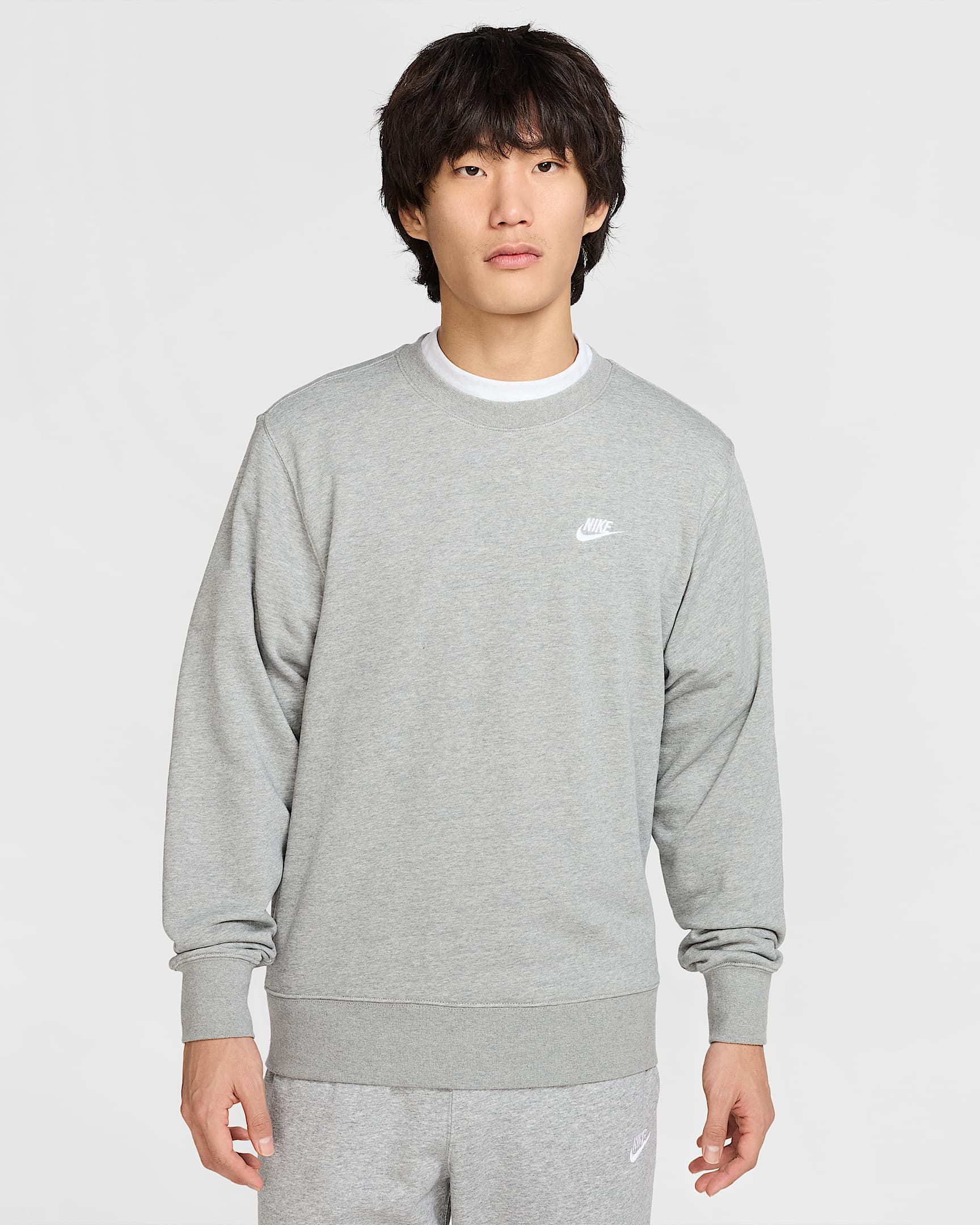 Nike Club 男子法式毛圈圆领上衣 - 调色暗灰/浅烟灰/白色