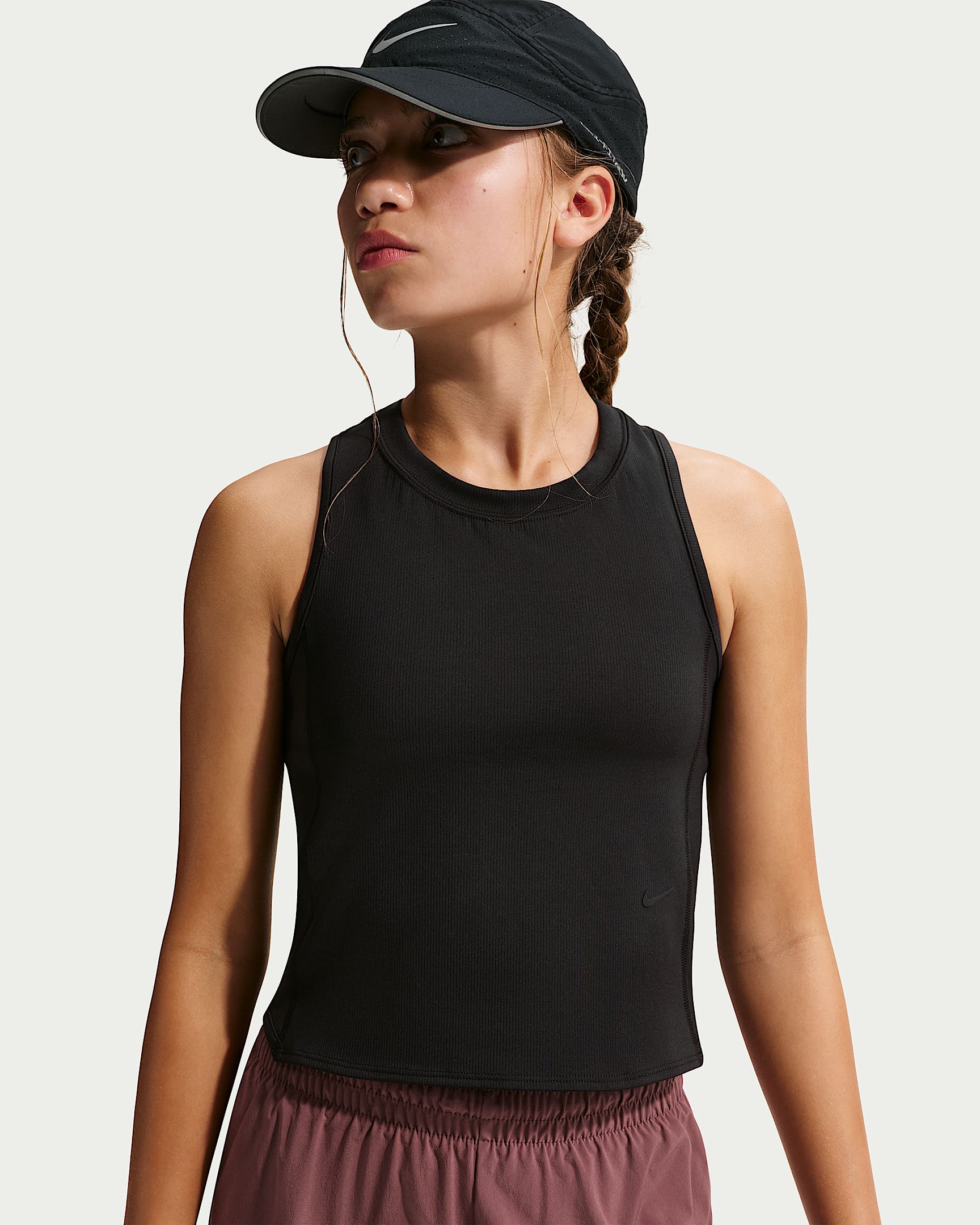 Nike MAVN Dri-FIT 耐克好动心系列大童（女孩）速干针织背心 - 黑/黑/黑