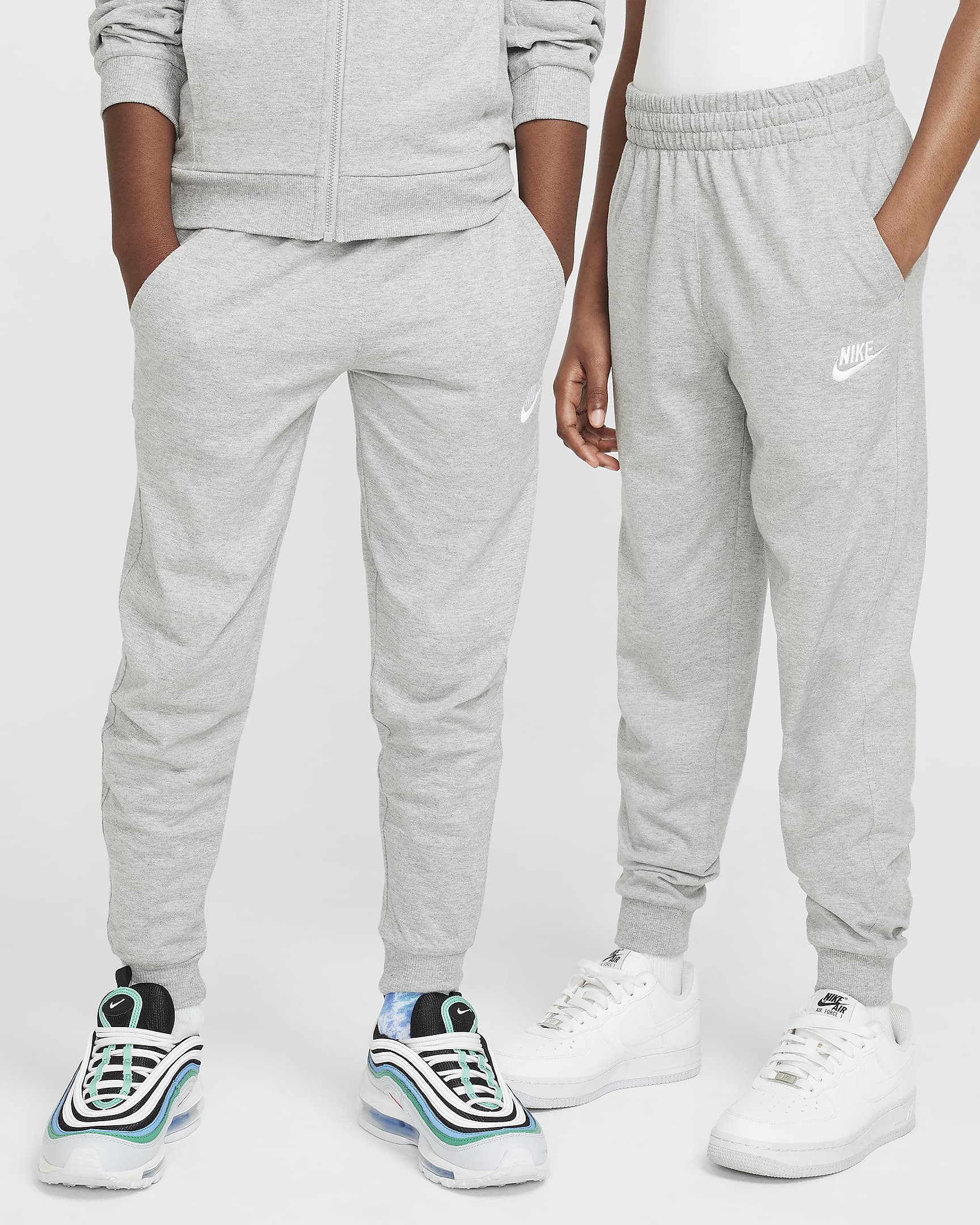 Nike Sportswear Club 大童针织长裤 - 调色暗灰/白色