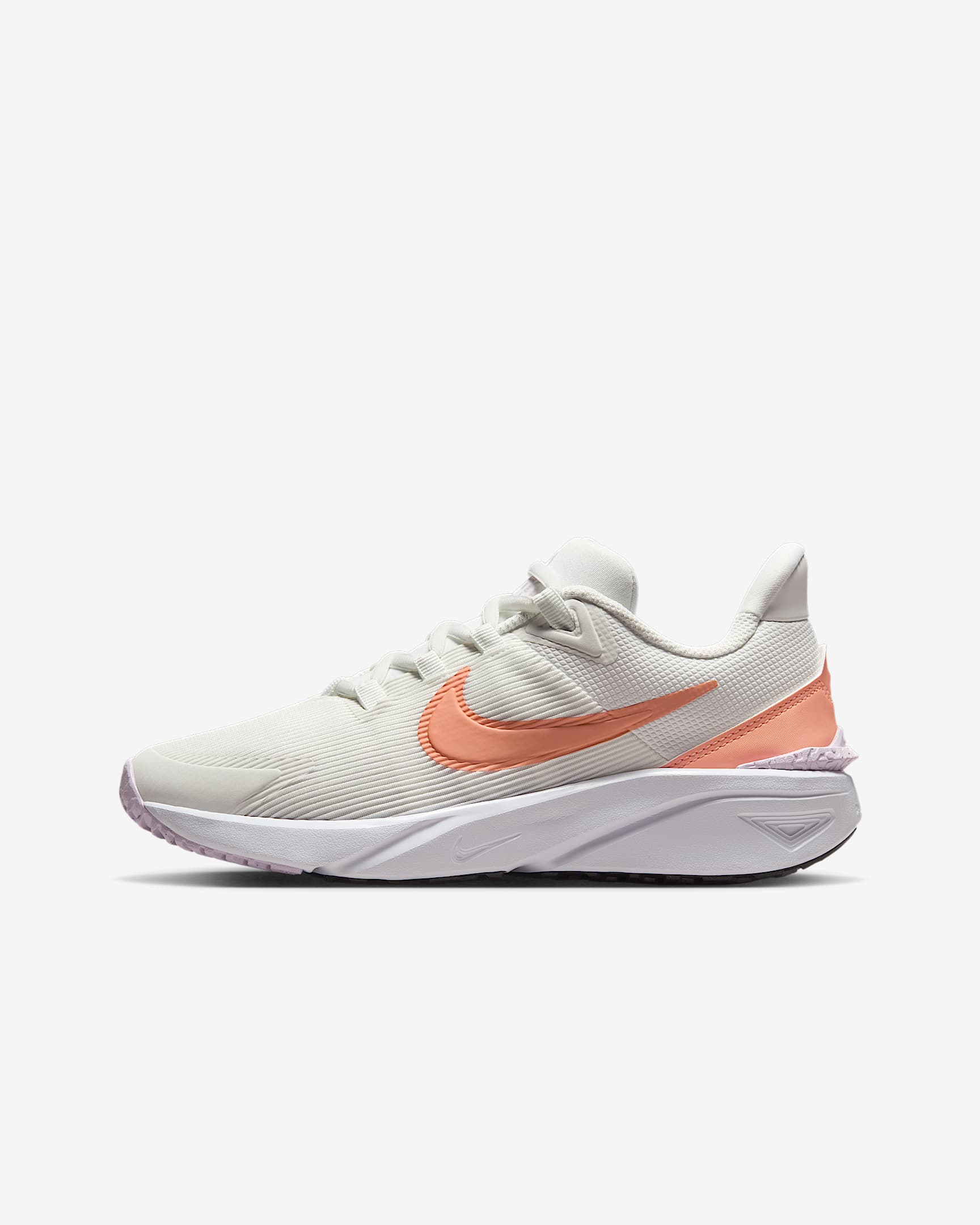 Nike Star Runner 4 耐克摘星号大童公路跑步鞋 - 山峰白/白色/黑/杏黄粉