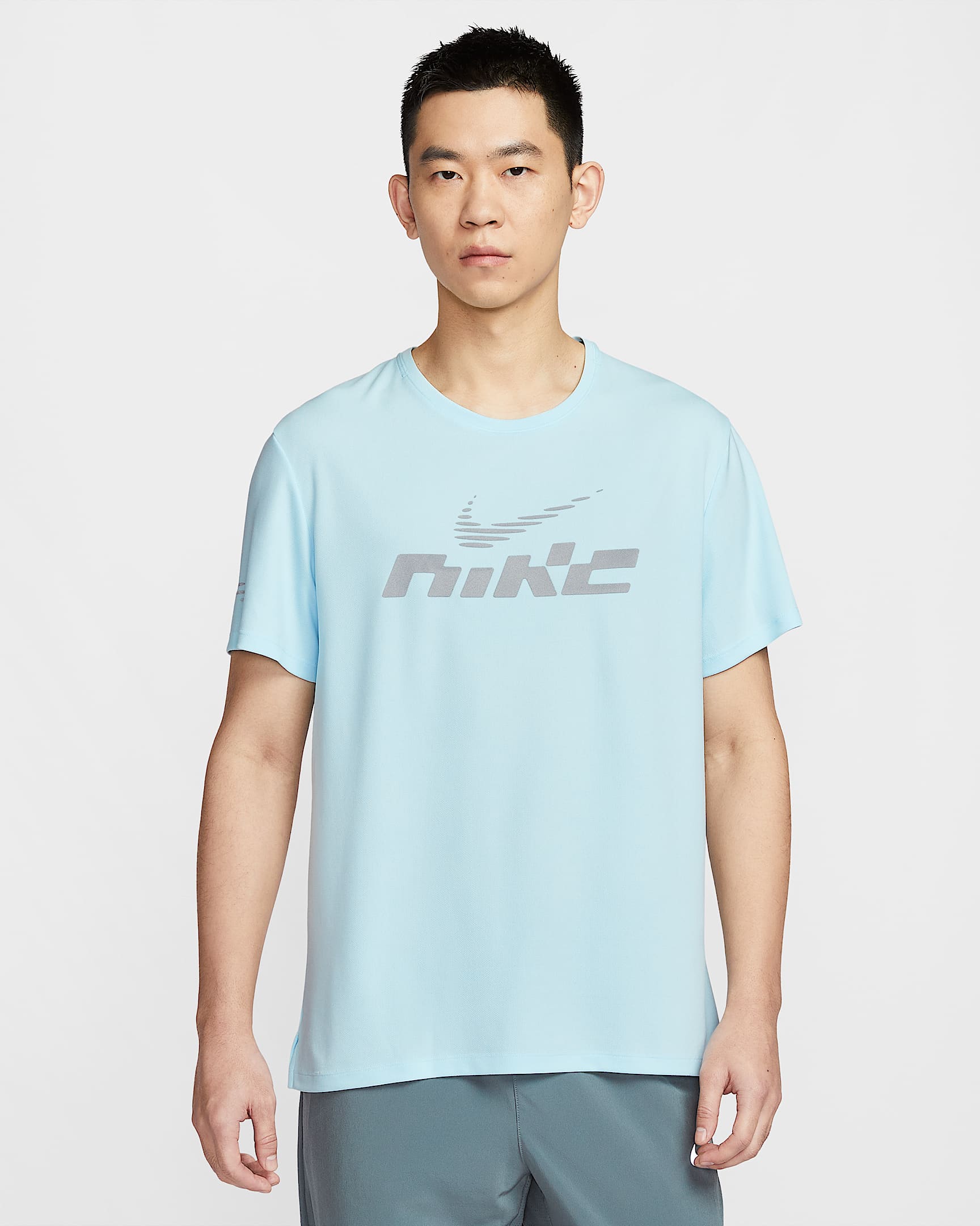Nike Miler Flash Dri-FIT 男子防晒速干短袖跑步上衣 - 冰川蓝